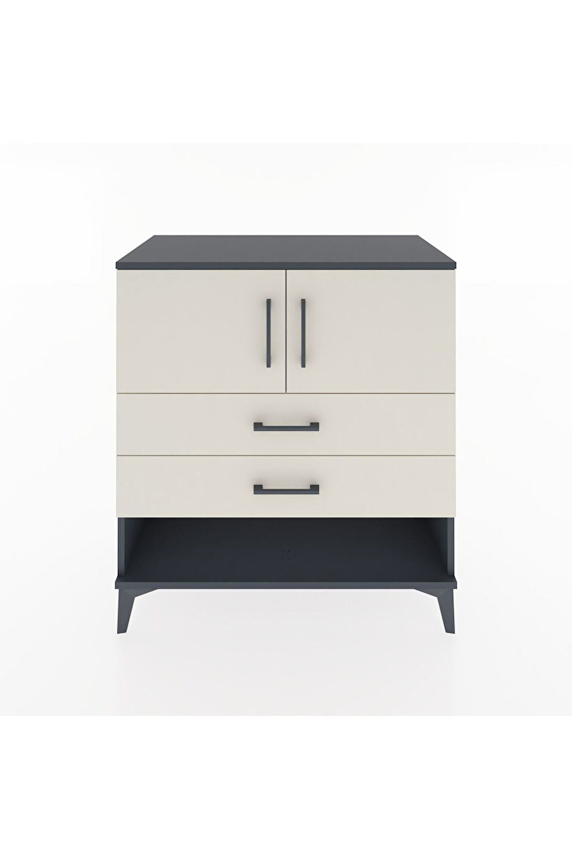 Hyperion Şifonyer 2 Raflı 2 Çekmeceli 2 Kapaklı 88x44x96 Antrasit-Aytaşı