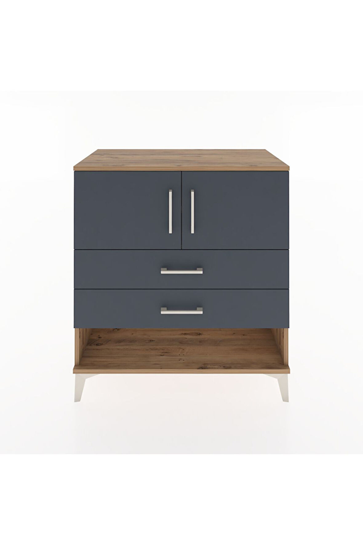 Hyperion Şifonyer 2 Raflı 2 Çekmeceli 2 Kapaklı 88x44x96 Çam-Antrasit