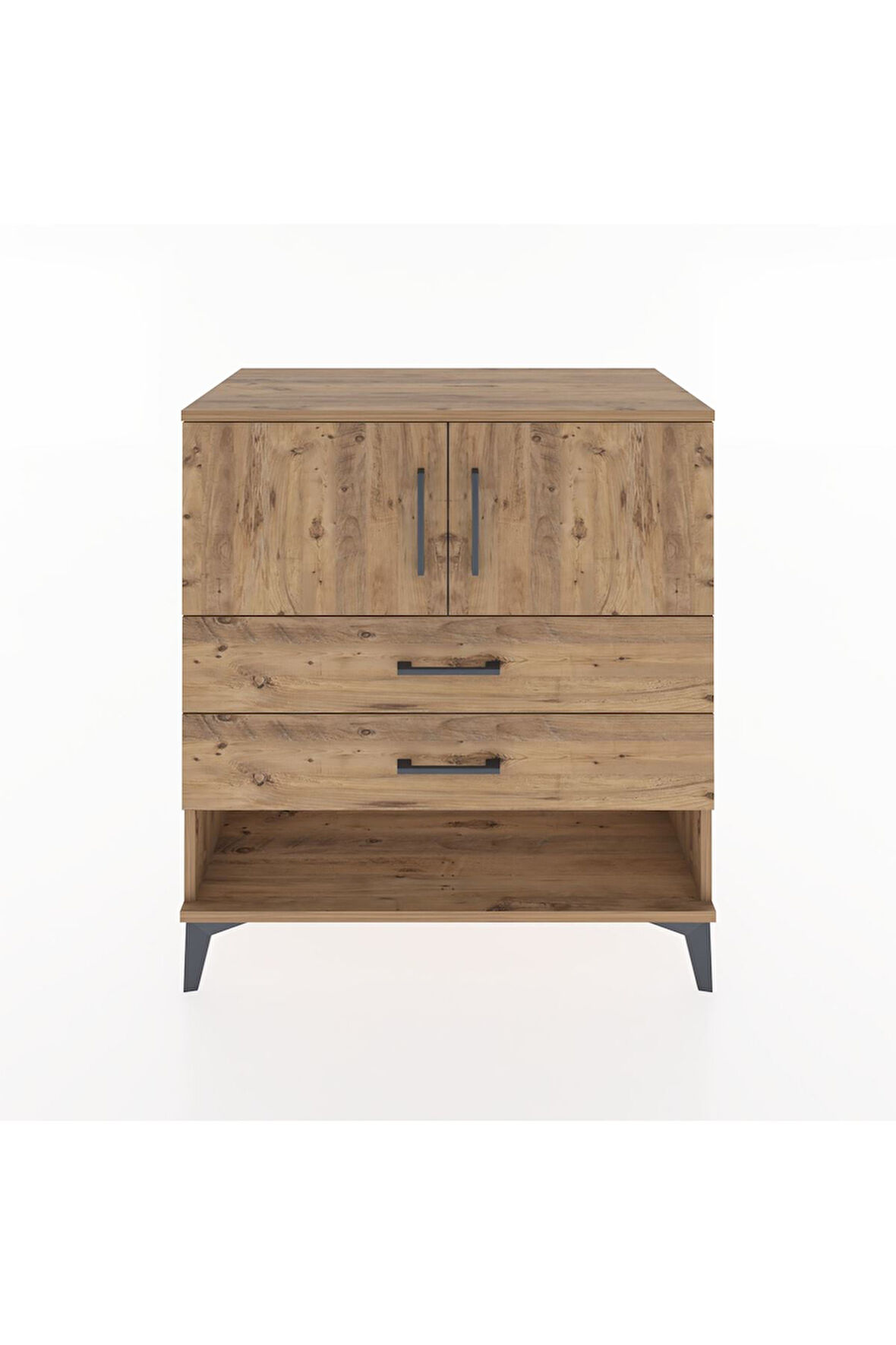 Hyperion Şifonyer 2 Raflı 2 Çekmeceli 2 Kapaklı 88x44x96 Çam-Çam