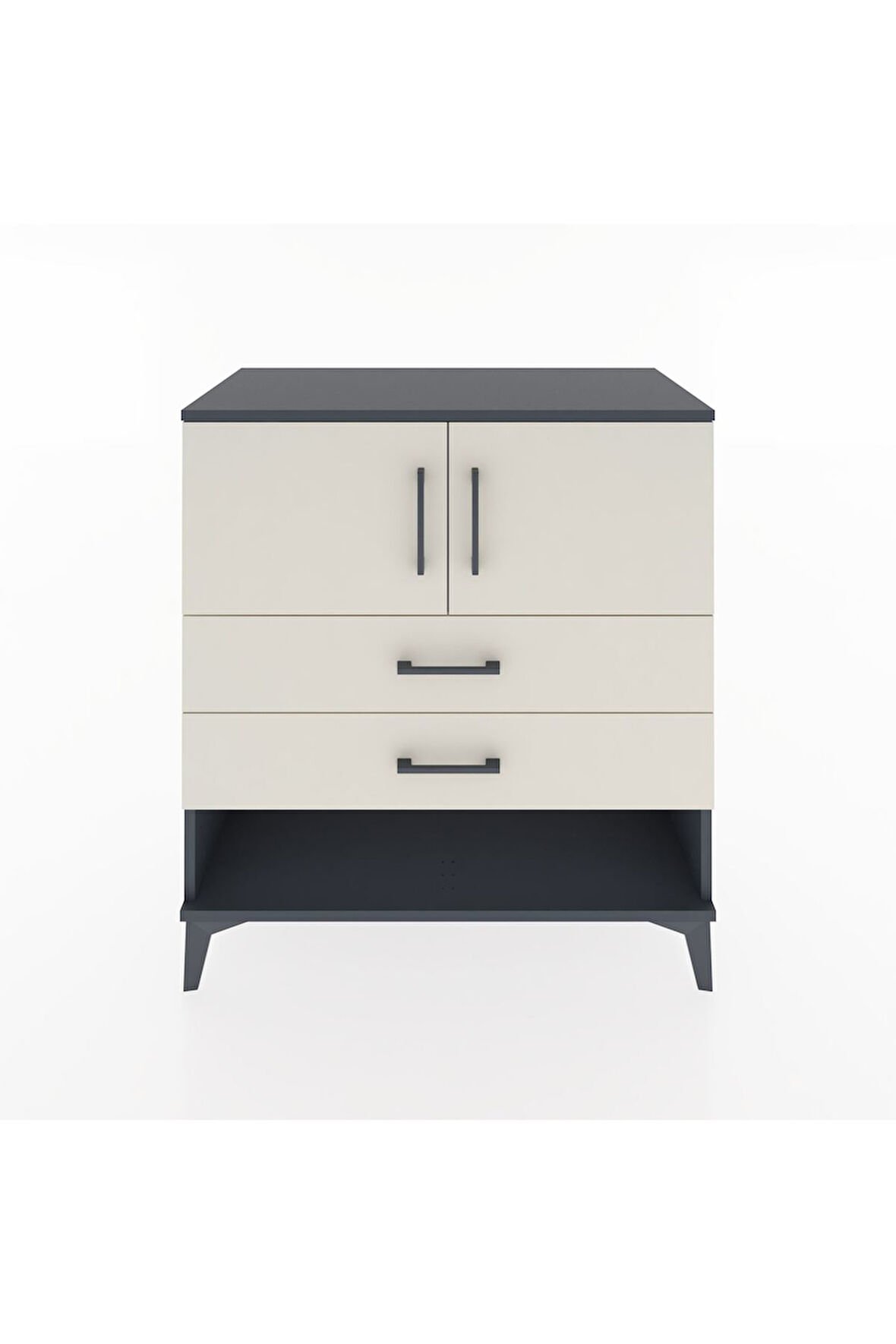 Hyperion Şifonyer Tek Raflı 2 Çekmeceli 2 Kapaklı 88x44x96 Antrasit-Aytaşı