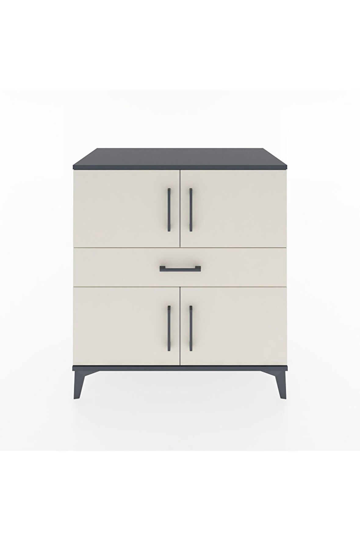 Hyperion Şifonyer 3 Raflı Tek Çekmeceli 4 Kapaklı 88x44x96 Antrasit-Aytaşı