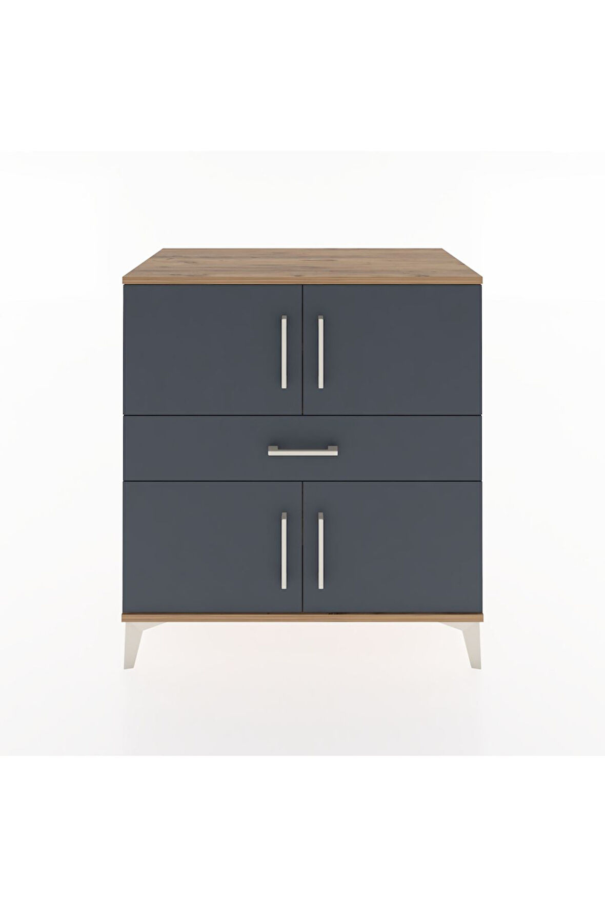 Hyperion Şifonyer 3 Raflı Tek Çekmeceli 4 Kapaklı 88x44x96 Çam-Antrasit