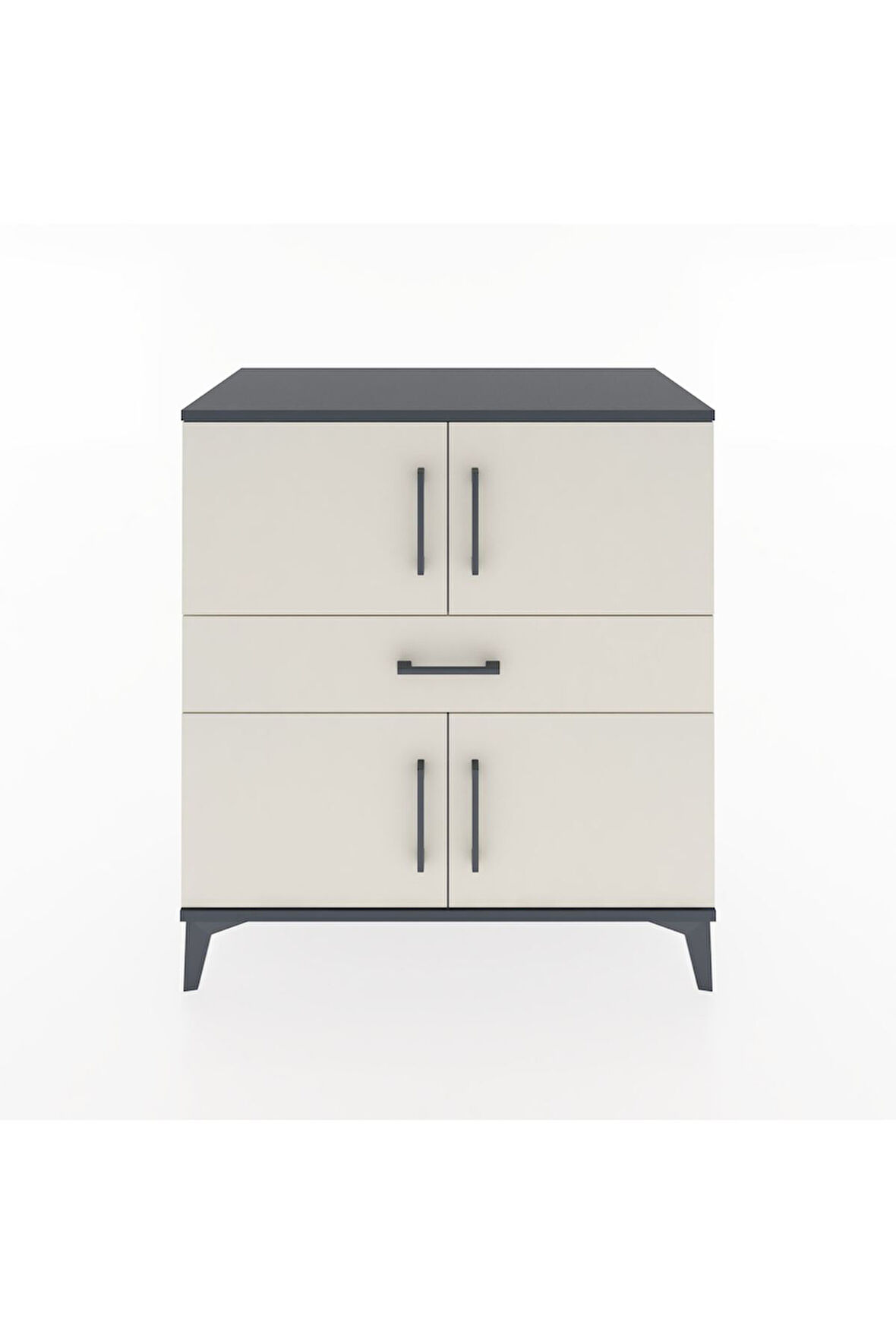 Hyperion Şifonyer Tek Raflı Tek Çekmeceli 4 Kapaklı 88x44x96 Antrasit-Aytaşı