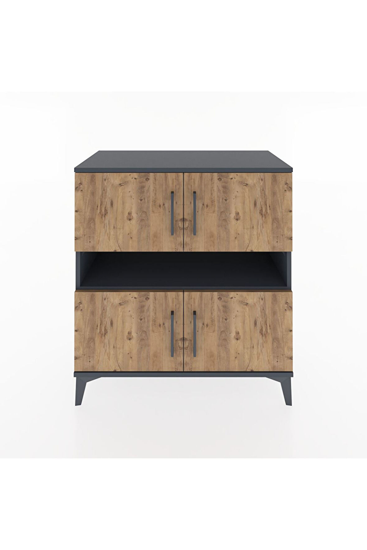 Hyperion Şifonyer 5 Raflı 4 Kapaklı 88x44x96 Antrasit-Çam