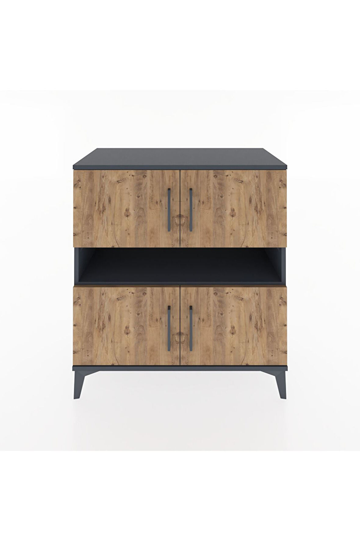 Hyperion Şifonyer 2 Raflı 4 Kapaklı 88x44x96 Antrasit-Çam