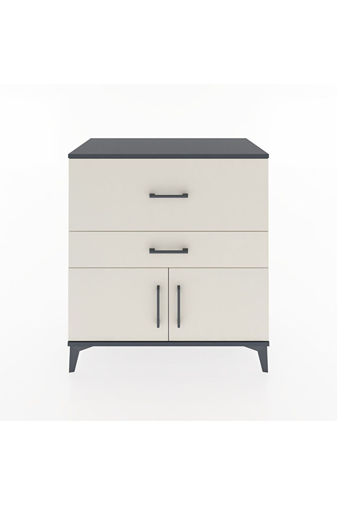 Hyperion Şifonyer Tek Raflı 2 Çekmeceli 2 Kapaklı 88x44x96 Antrasit-Aytaşı