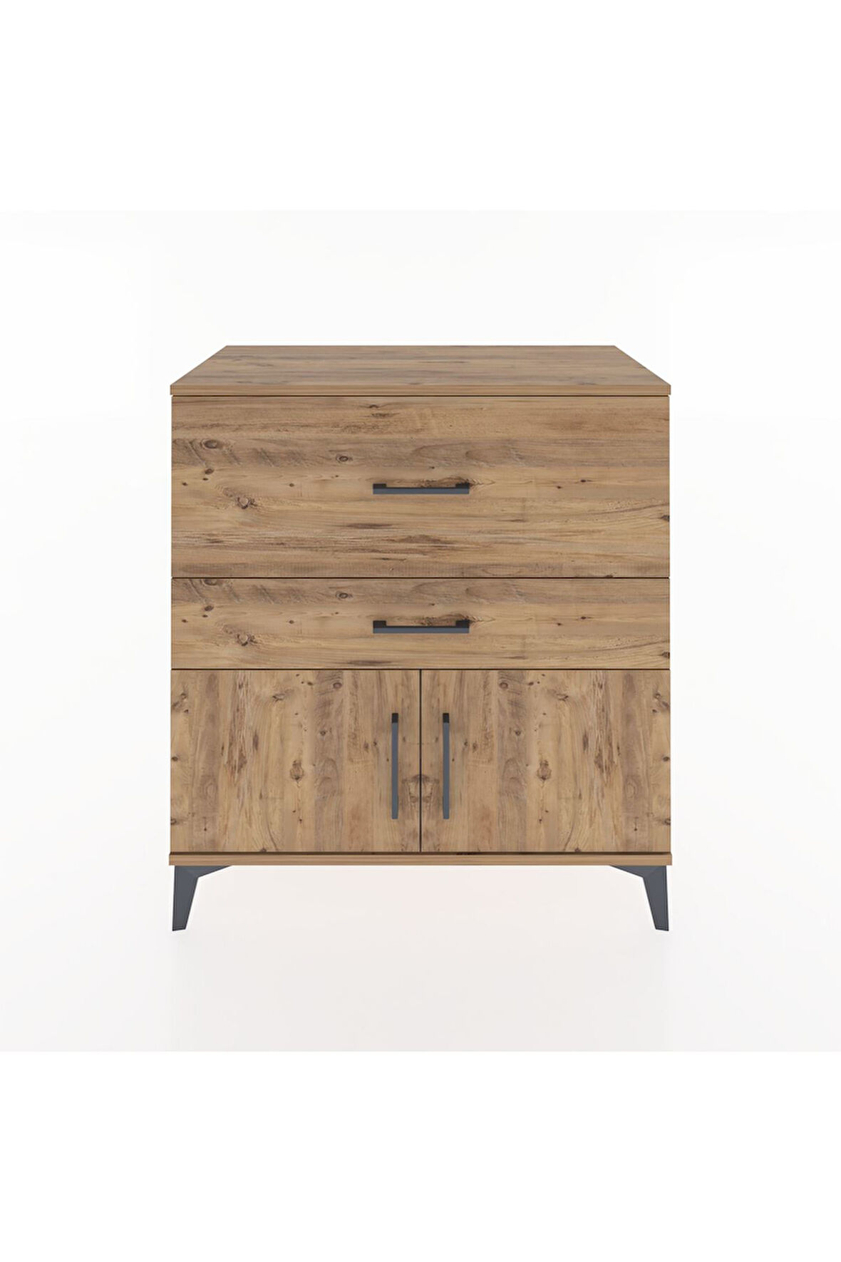 Hyperion Şifonyer Tek Raflı 2 Çekmeceli 2 Kapaklı 88x44x96 Çam-Çam