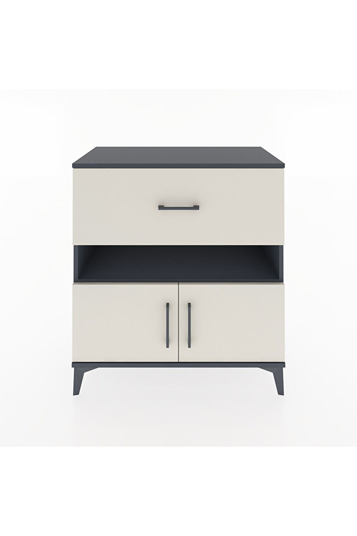 Hyperion Şifonyer 2 Raflı Tek Çekmeceli 2 Kapaklı 88x44x96 Antrasit-Aytaşı