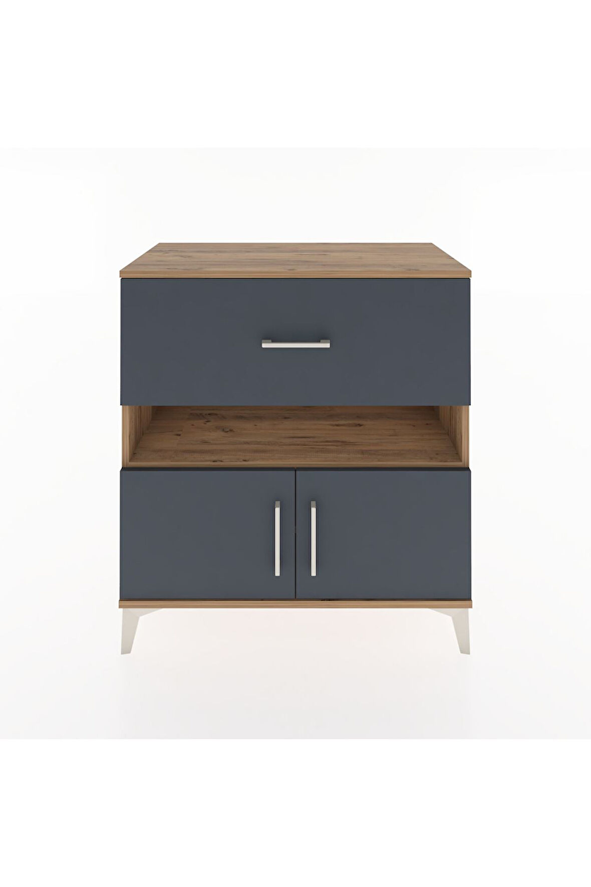 Hyperion Şifonyer 2 Raflı Tek Çekmeceli 2 Kapaklı 88x44x96 Çam-Antrasit