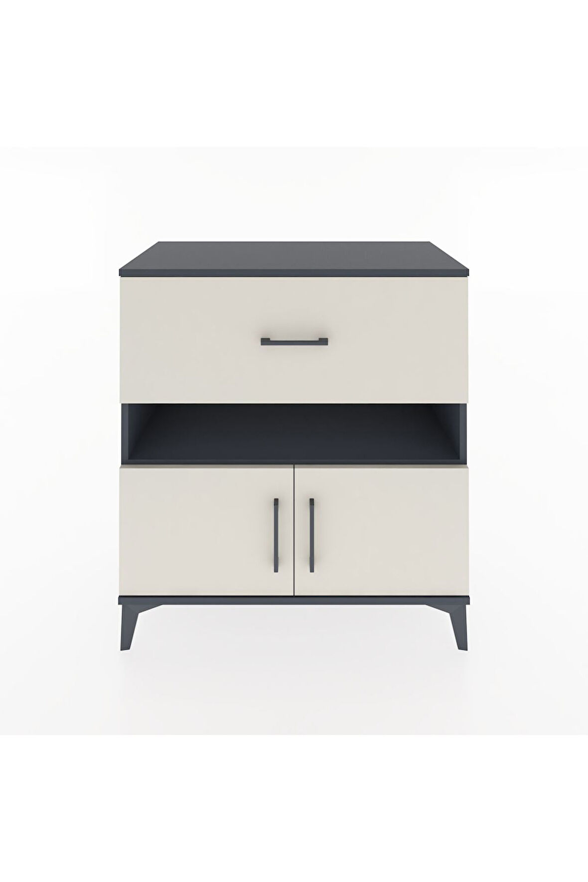 Hyperion Şifonyer Tek Raflı Tek Çekmeceli 2 Kapaklı 88x44x96 Antrasit-Aytaşı