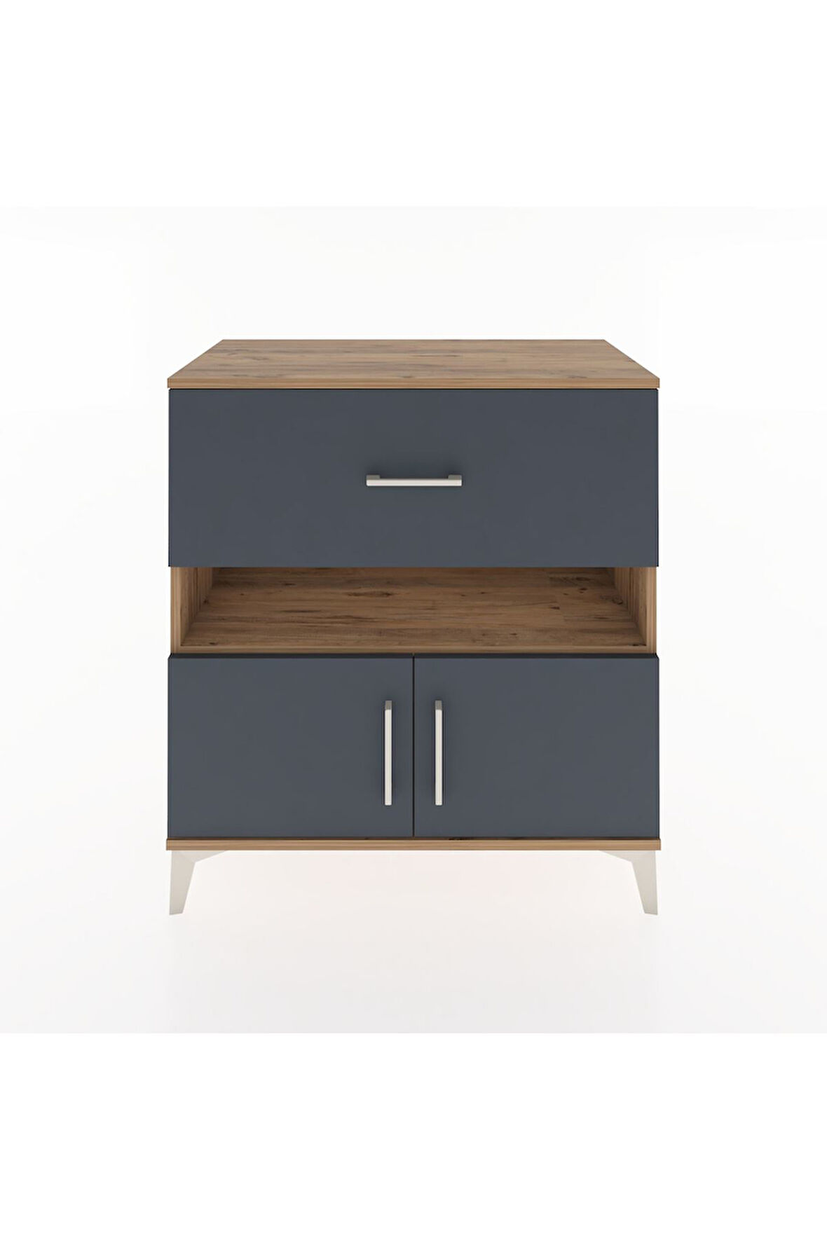 Hyperion Şifonyer Tek Raflı Tek Çekmeceli 2 Kapaklı 88x44x96 Çam-Antrasit