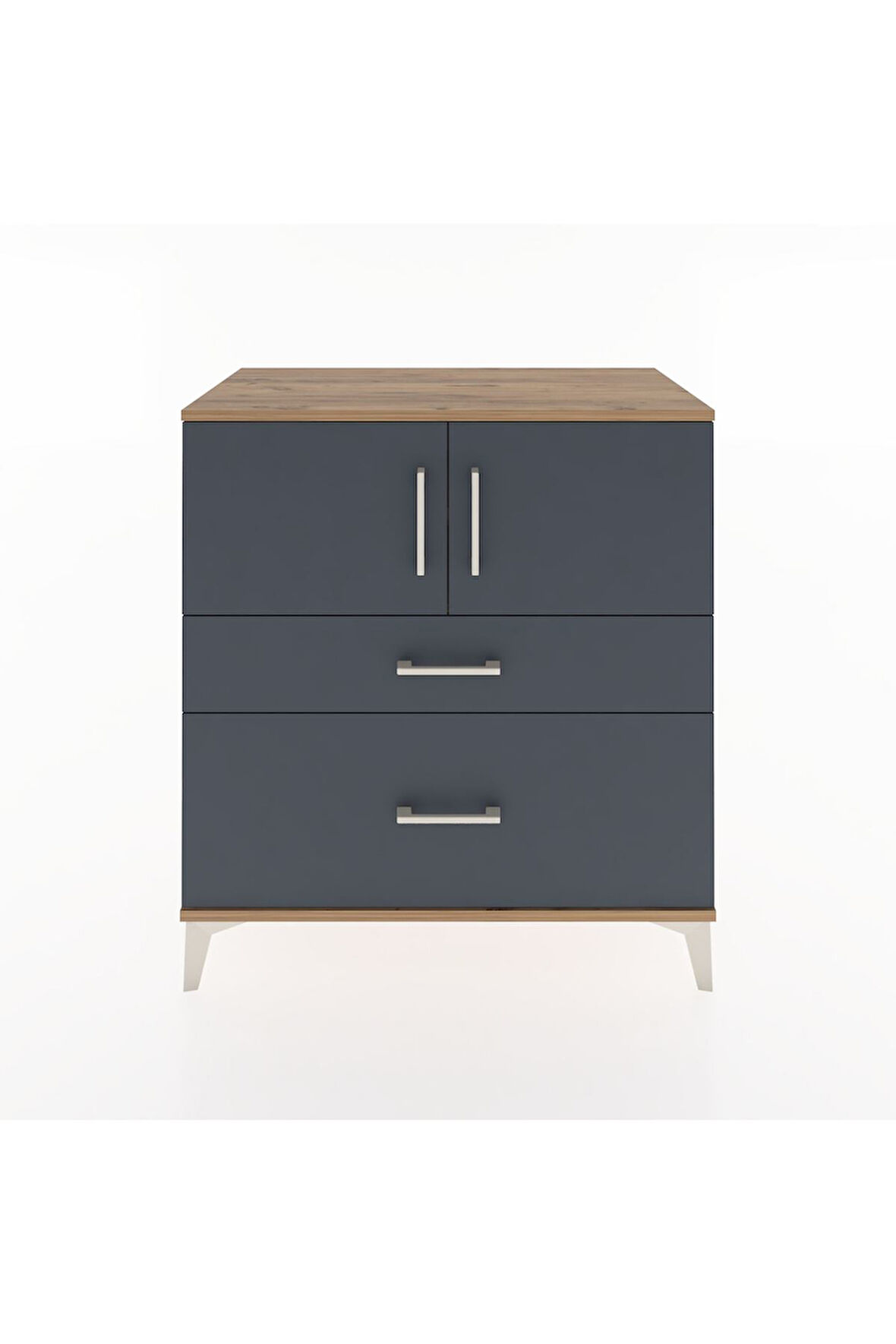 Hyperion Şifonyer 2 Raflı 2 Çekmeceli 2 Kapaklı 88x44x96 Çam-Antrasit