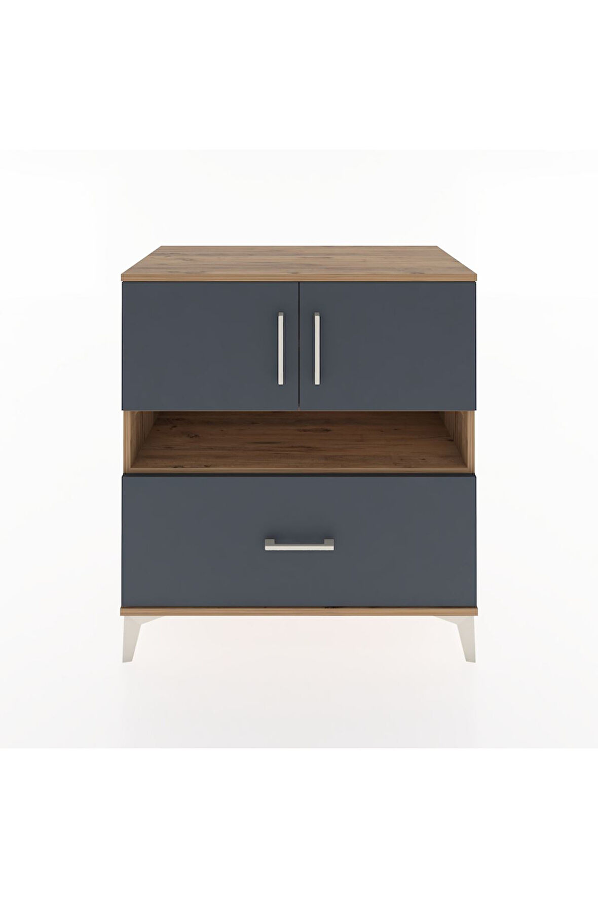 Hyperion Şifonyer 3 Raflı Tek Çekmeceli 2 Kapaklı 88x44x96 Çam-Antrasit