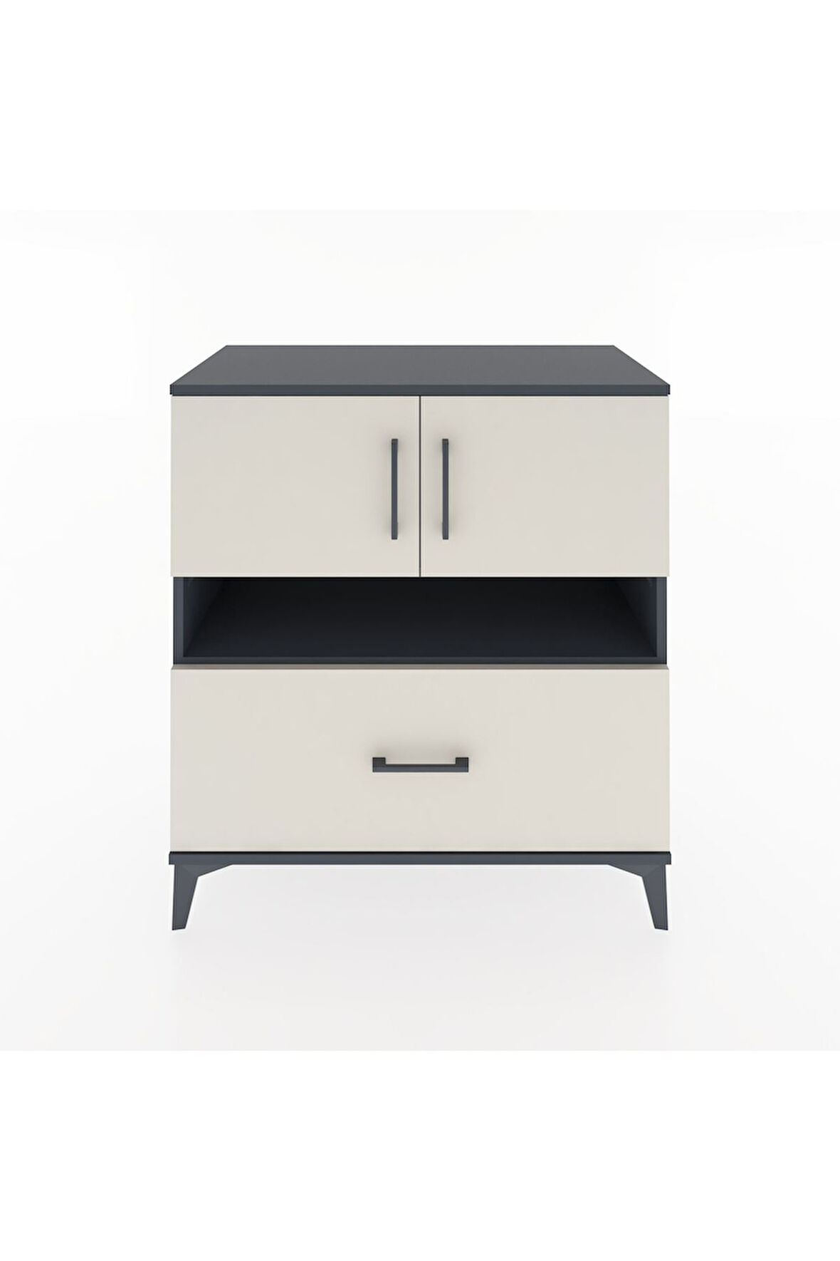 Hyperion Şifonyer 2 Raflı Tek Çekmeceli 2 Kapaklı 88x44x96 Antrasit-Aytaşı