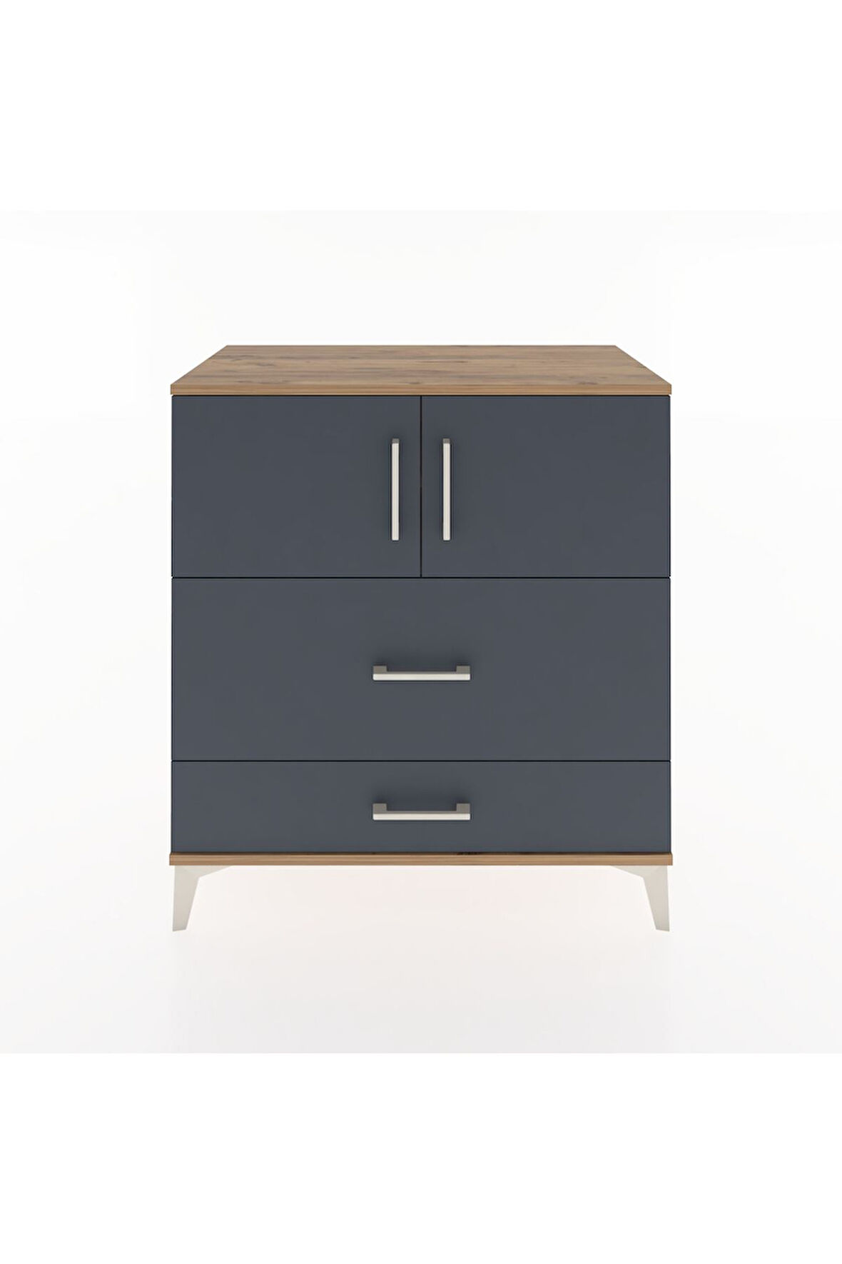 Hyperion Şifonyer 2 Raflı 2 Çekmeceli 2 Kapaklı 88x44x96 Çam-Antrasit