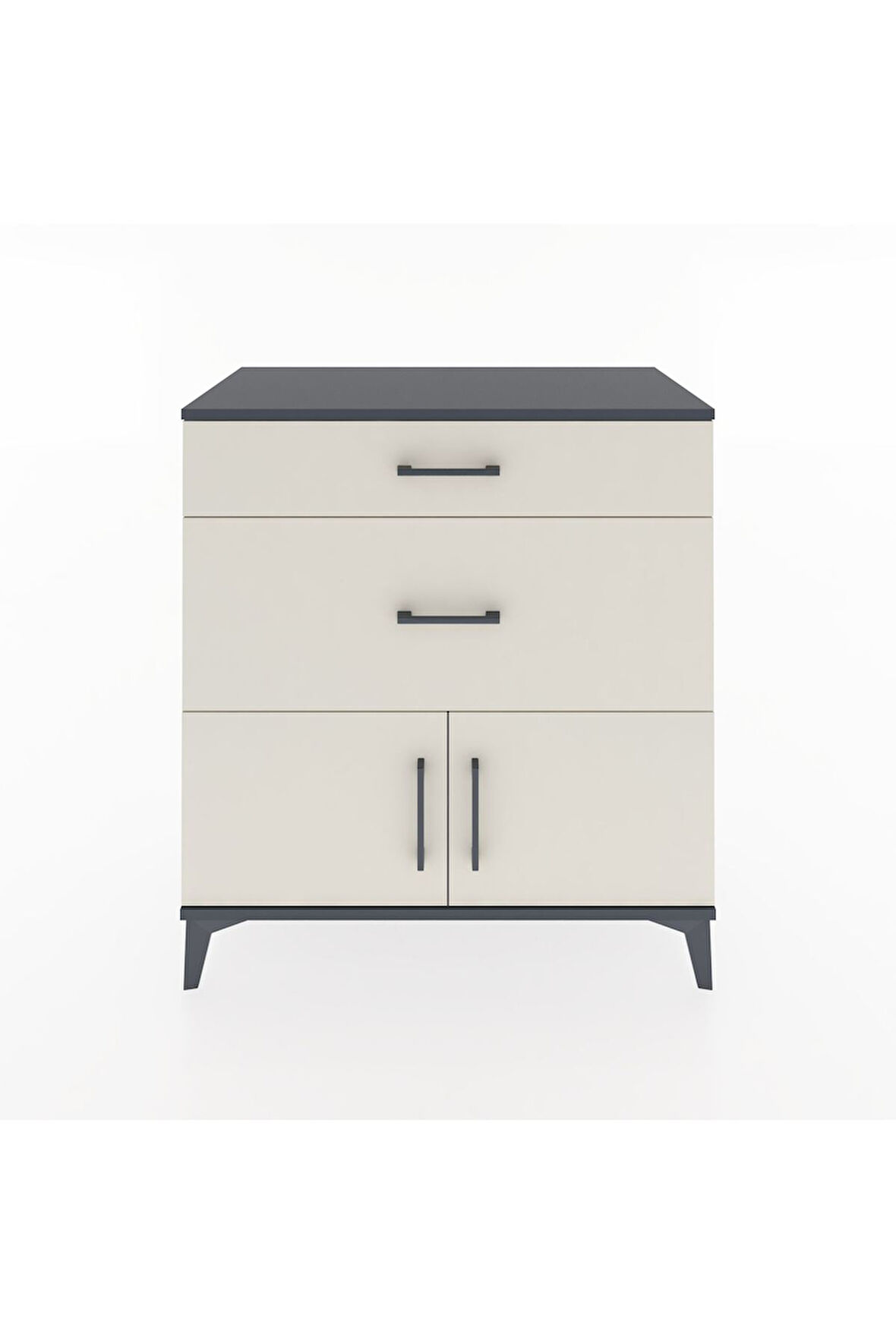 Hyperion Şifonyer Tek Raflı 2 Çekmeceli 2 Kapaklı 88x44x96 Antrasit-Aytaşı