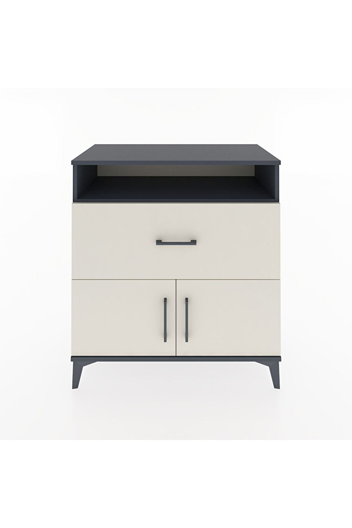 Hyperion Şifonyer 2 Raflı Tek Çekmeceli 2 Kapaklı 88x44x96 Antrasit-Aytaşı