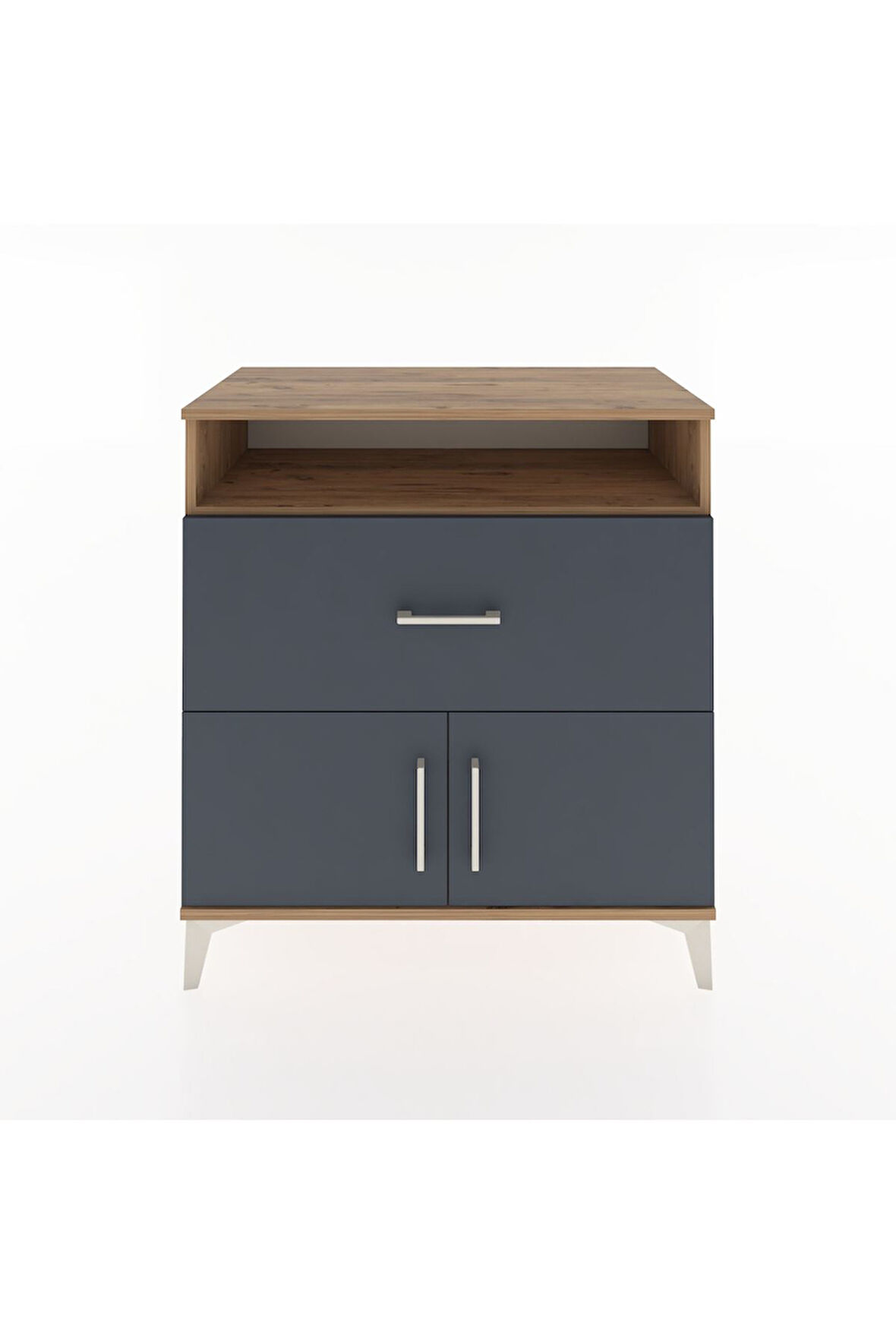 Hyperion Şifonyer Tek Raflı Tek Çekmeceli 2 Kapaklı 88x44x96 Çam-Antrasit