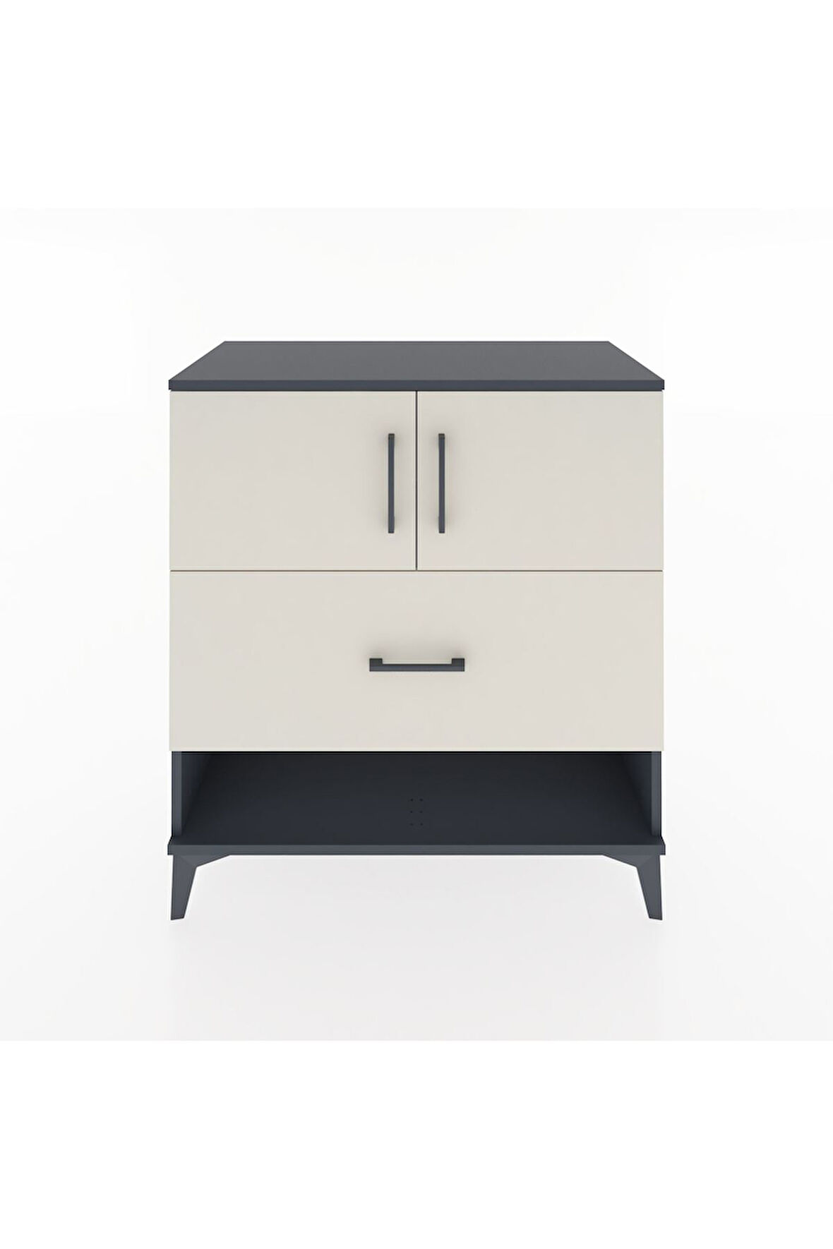 Hyperion Şifonyer 2 Raflı Tek Çekmeceli 2 Kapaklı 88x44x96 Antrasit-Aytaşı