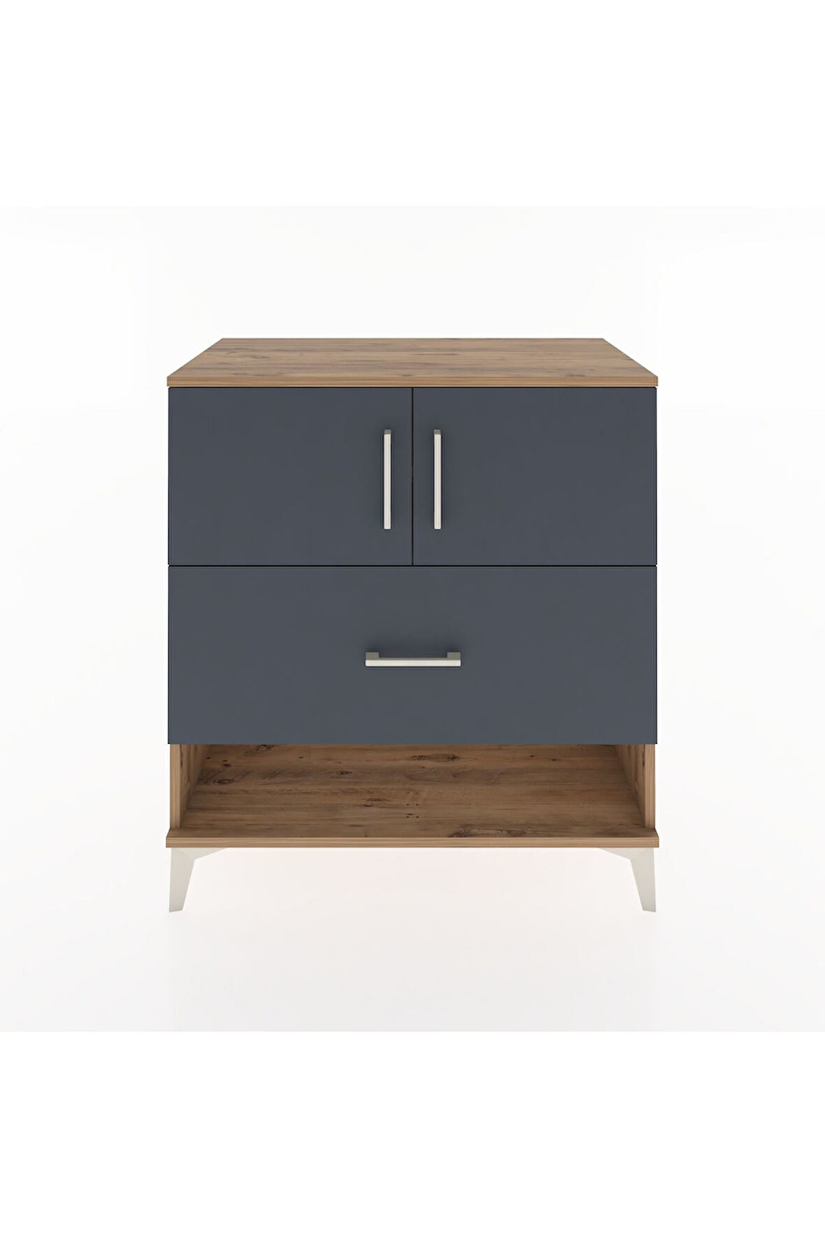 Hyperion Şifonyer 2 Raflı Tek Çekmeceli 2 Kapaklı 88x44x96 Çam-Antrasit