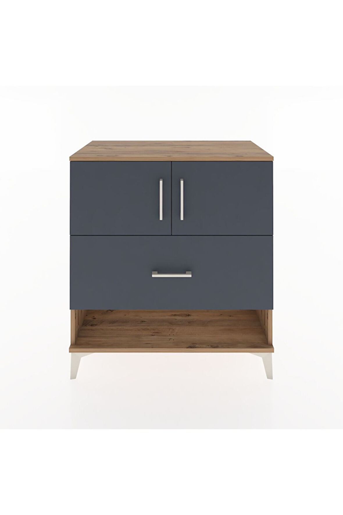 Hyperion Şifonyer Tek Raflı Tek Çekmeceli 2 Kapaklı 88x44x96 Çam-Antrasit