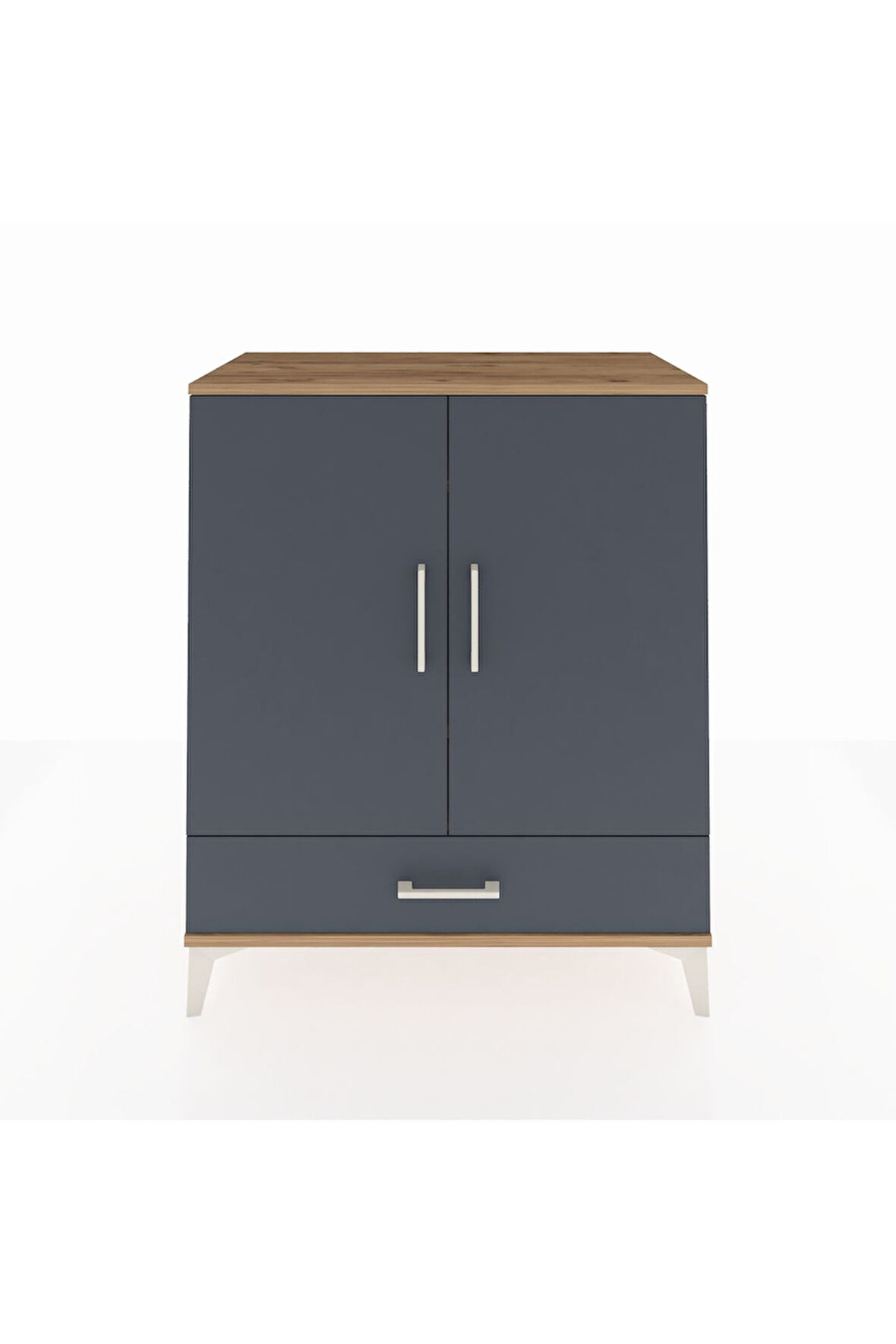 Hyperion Şifonyer 3 Raflı Tek Çekmeceli 2 Kapaklı 88x44x106 Çam-Antrasit