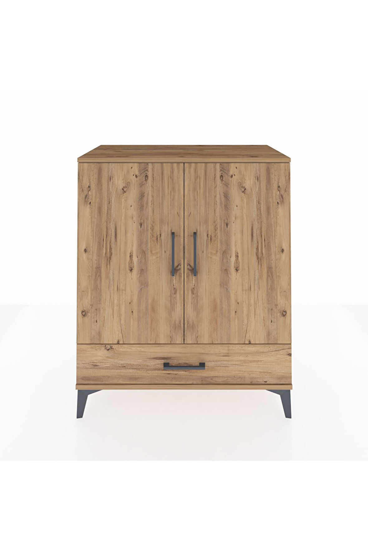 Hyperion Şifonyer 3 Raflı Tek Çekmeceli 2 Kapaklı 88x44x106 Çam-Çam