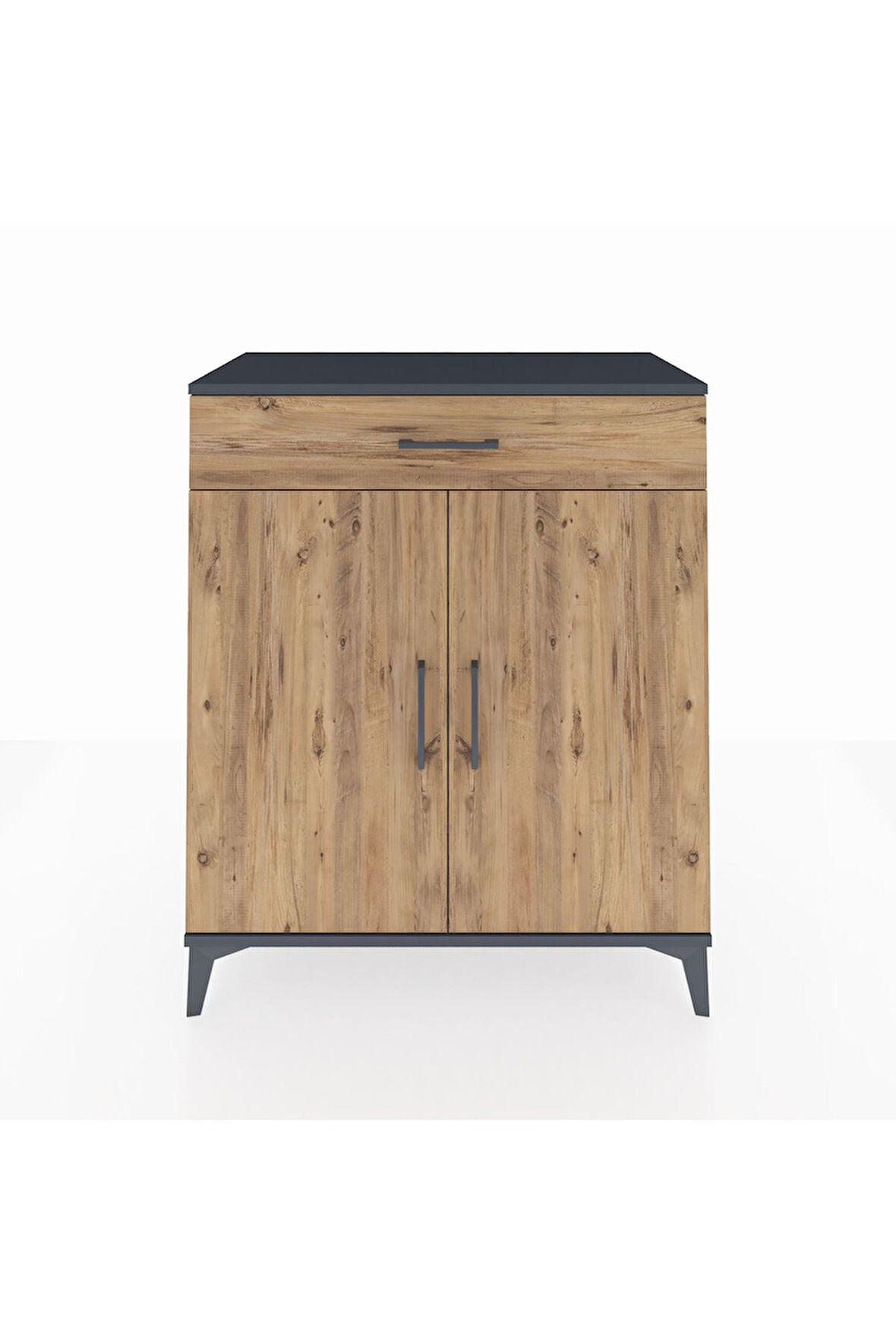 Hyperion Şifonyer 2 Raflı Tek Çekmeceli 2 Kapaklı 88x44x106 Antrasit-Çam