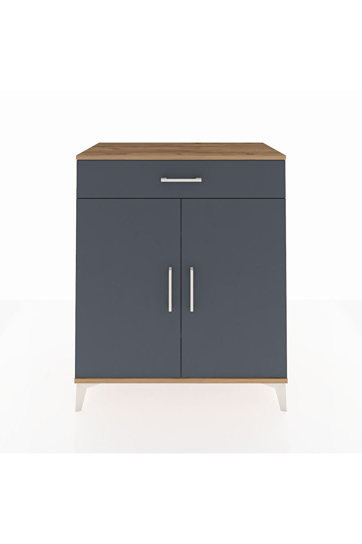 Hyperion Şifonyer 2 Raflı Tek Çekmeceli 2 Kapaklı 88x44x106 Çam-Antrasit