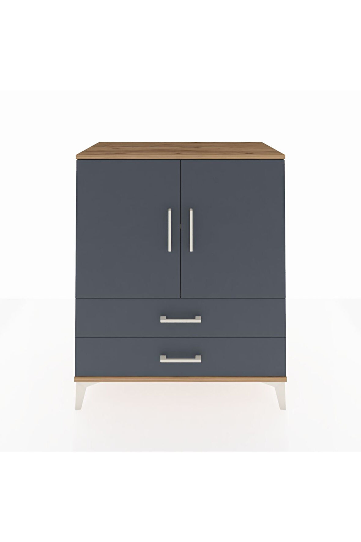 Hyperion Şifonyer 2 Raflı 2 Çekmeceli 2 Kapaklı 88x44x106 Çam-Antrasit