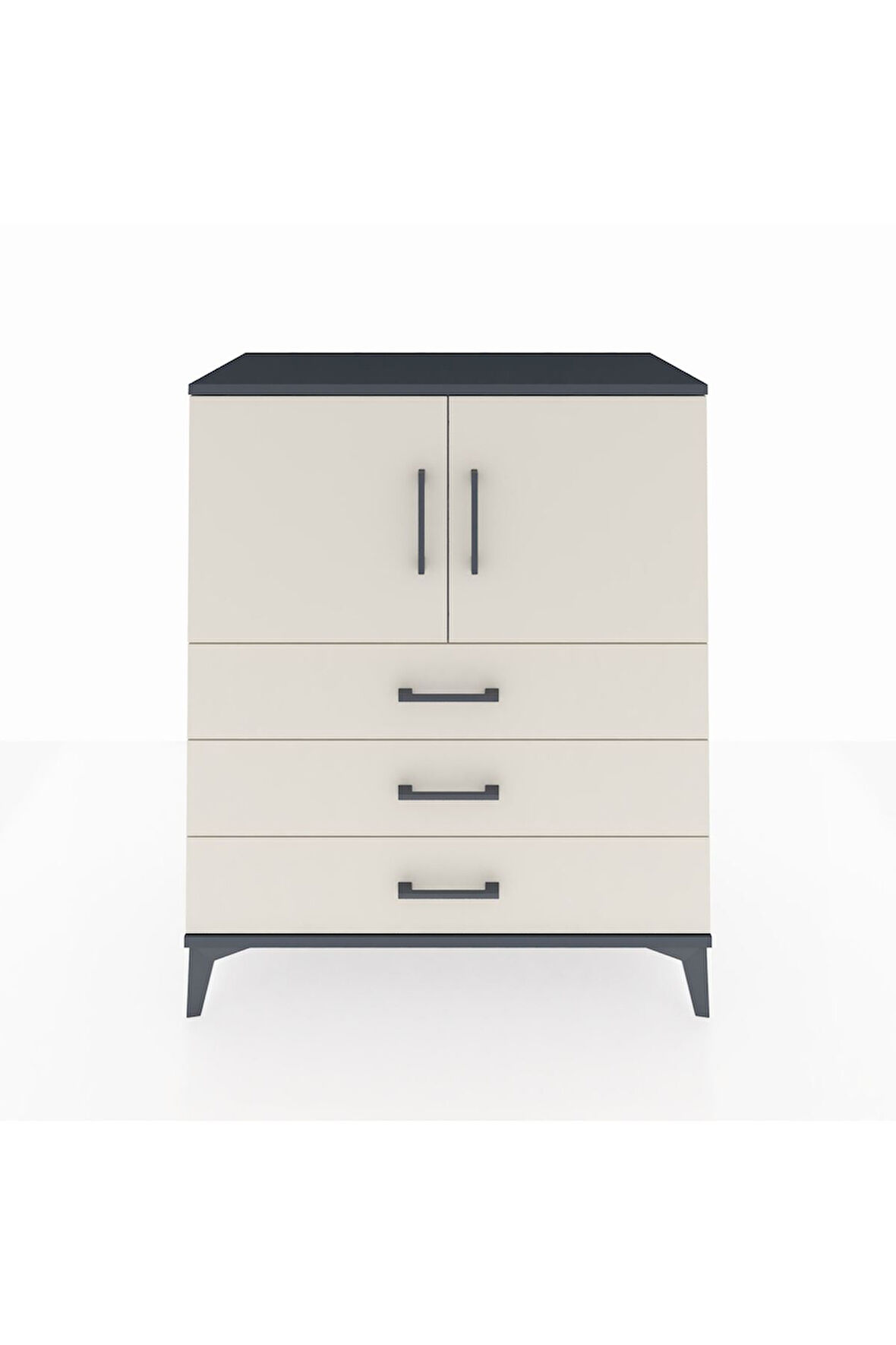 Hyperion Şifonyer 2 Raflı 3 Çekmeceli 2 Kapaklı 88x44x106 Antrasit-Aytaşı