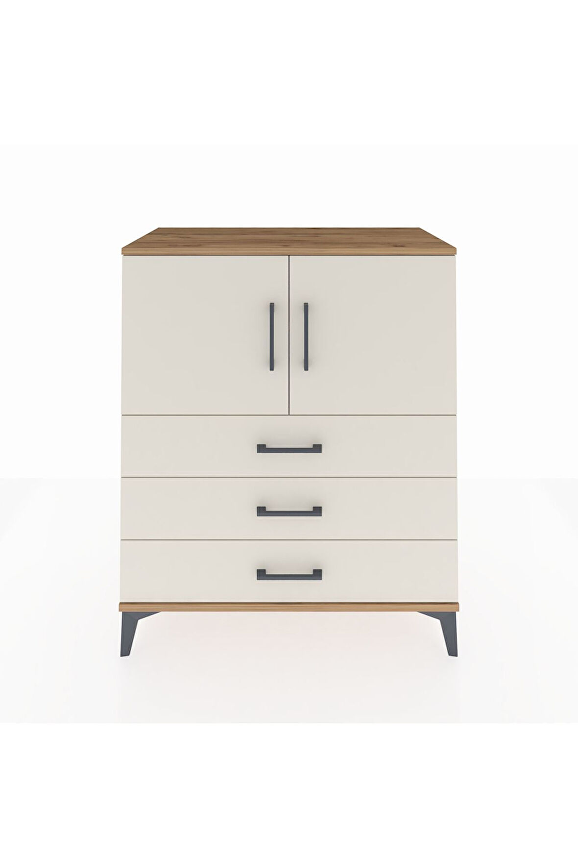 Hyperion Şifonyer 2 Raflı 3 Çekmeceli 2 Kapaklı 88x44x106 Çam-Aytaşı