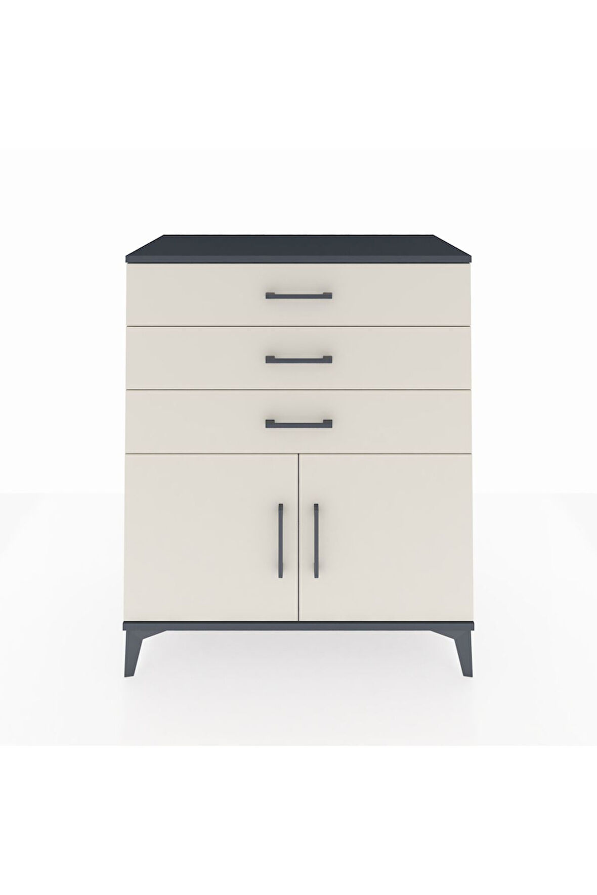 Hyperion Şifonyer Tek Raflı 3 Çekmeceli 2 Kapaklı 88x44x106 Antrasit-Aytaşı