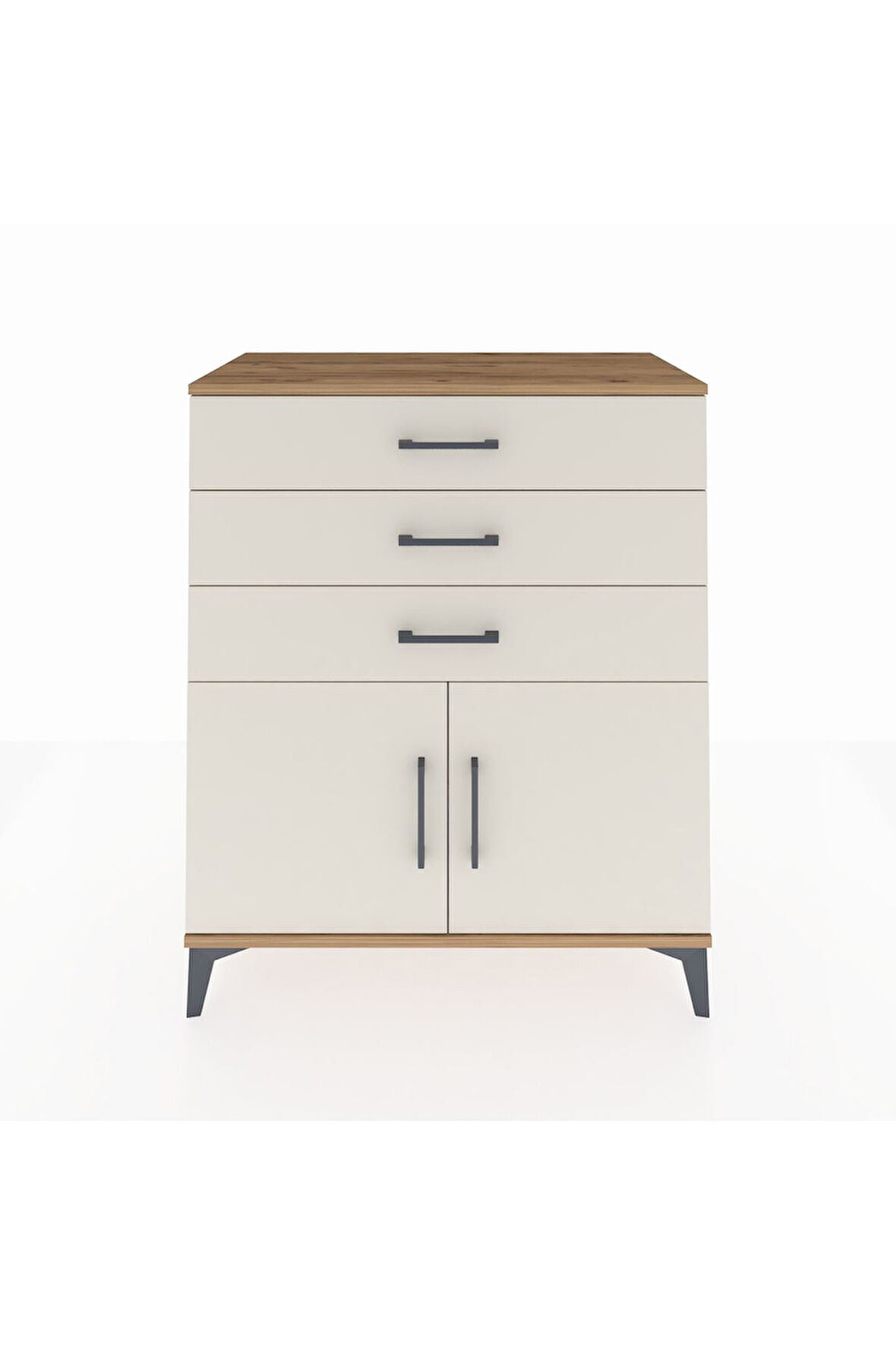 Hyperion Şifonyer Tek Raflı 3 Çekmeceli 2 Kapaklı 88x44x106 Çam-Aytaşı