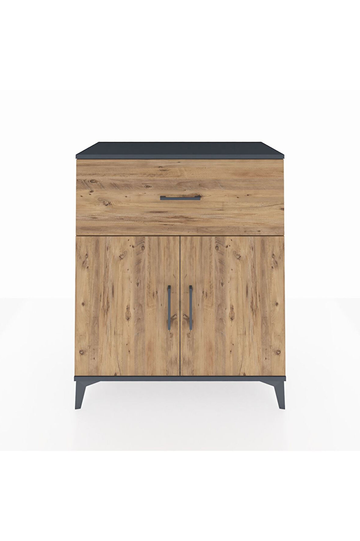 Hyperion Şifonyer Tek Raflı Tek Çekmeceli 2 Kapaklı 88x44x106 Antrasit-Çam