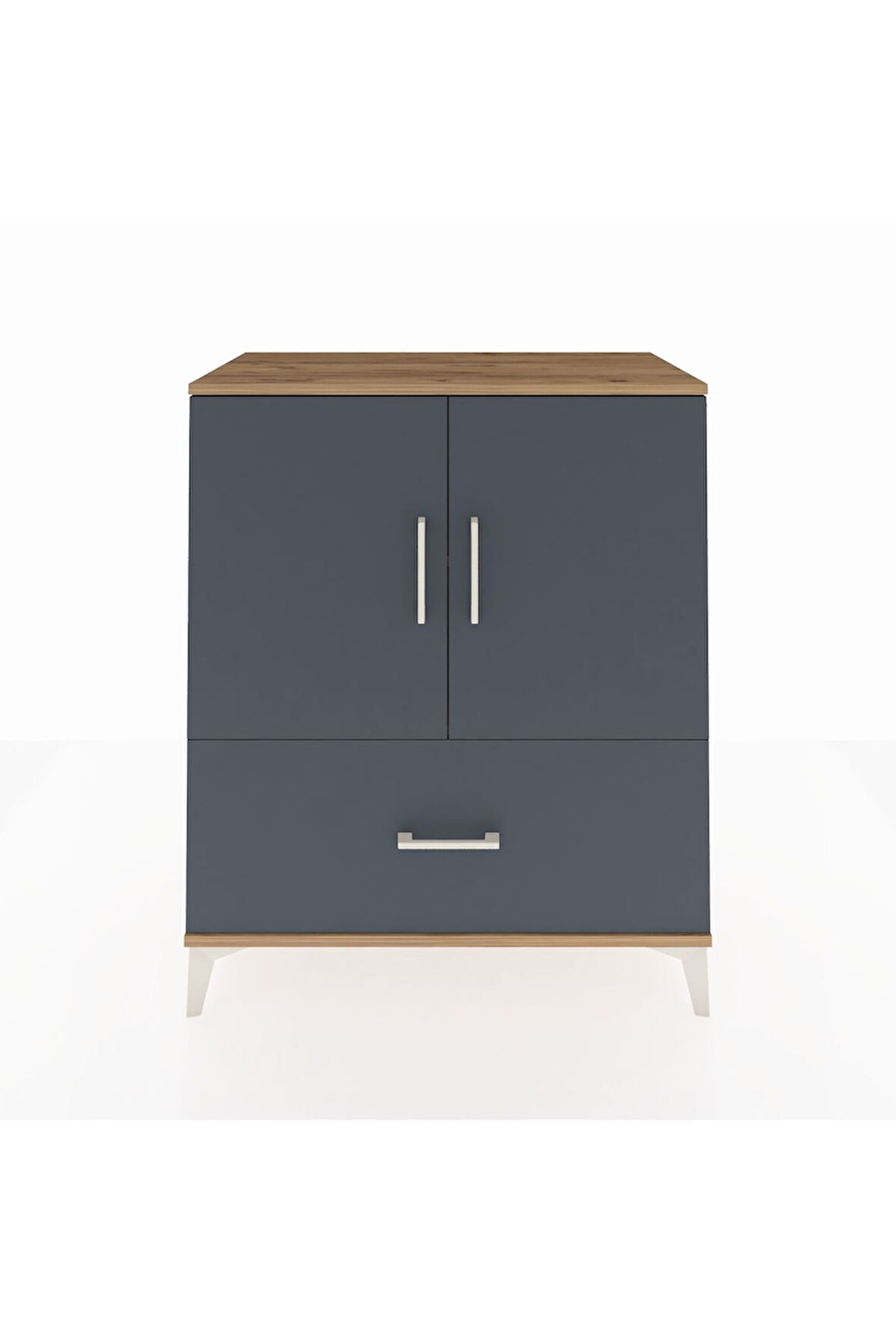 Hyperion Şifonyer 2 Raflı Tek Çekmeceli 2 Kapaklı 88x44x106 Çam-Antrasit