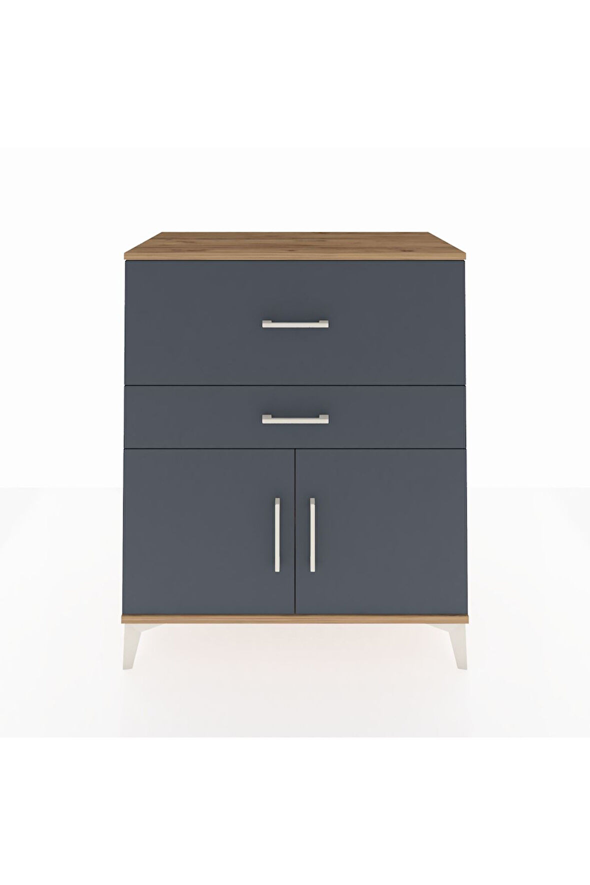 Hyperion Şifonyer Tek Raflı 2 Çekmeceli 2 Kapaklı 88x44x106 Çam-Antrasit