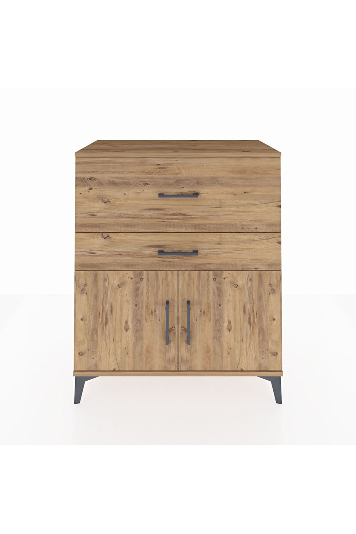 Hyperion Şifonyer Tek Raflı 2 Çekmeceli 2 Kapaklı 88x44x106 Çam-Çam