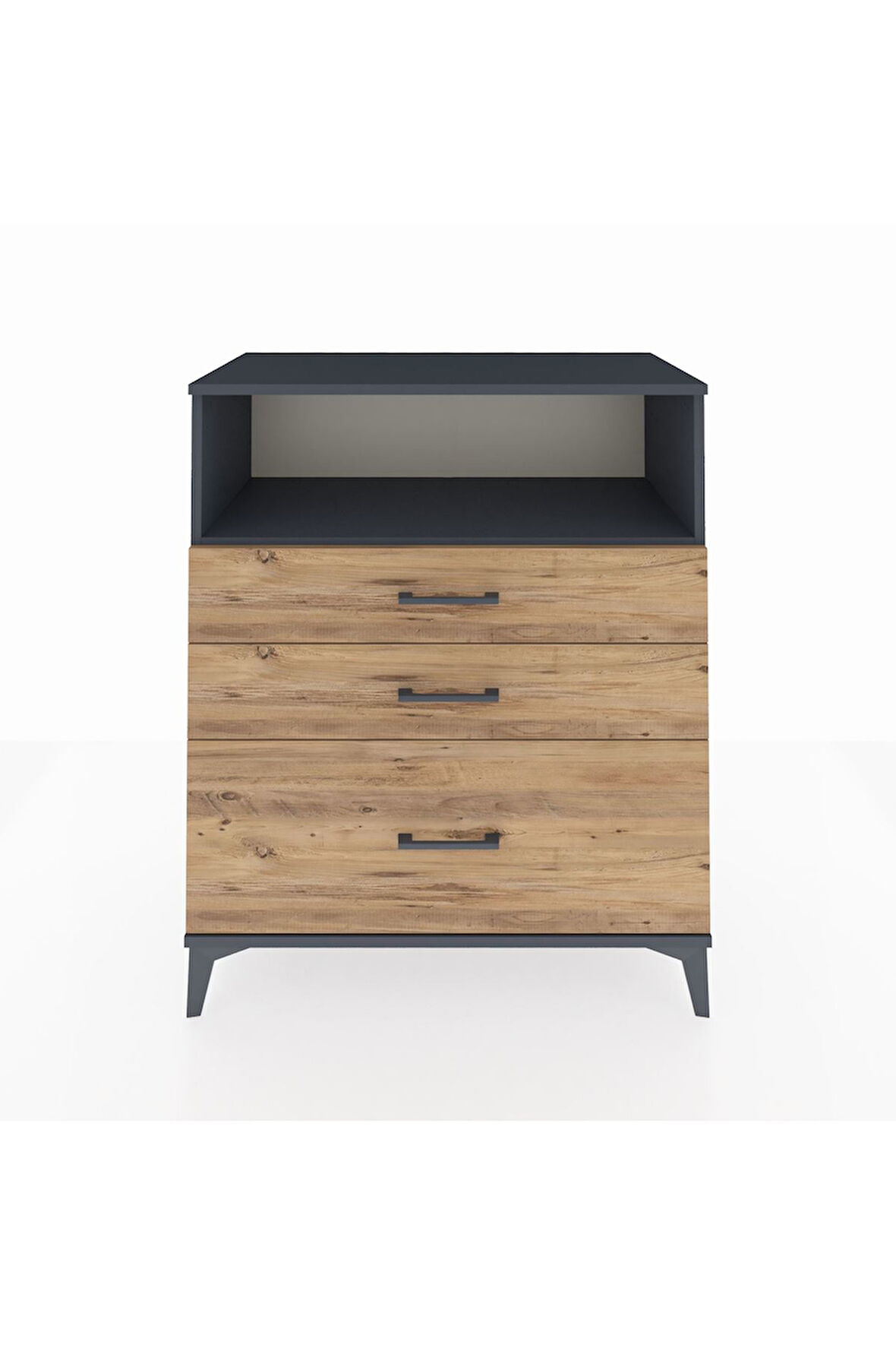 Hyperion Şifonyer Tek Raflı 3 Çekmeceli 88x44x106 Antrasit-Çam