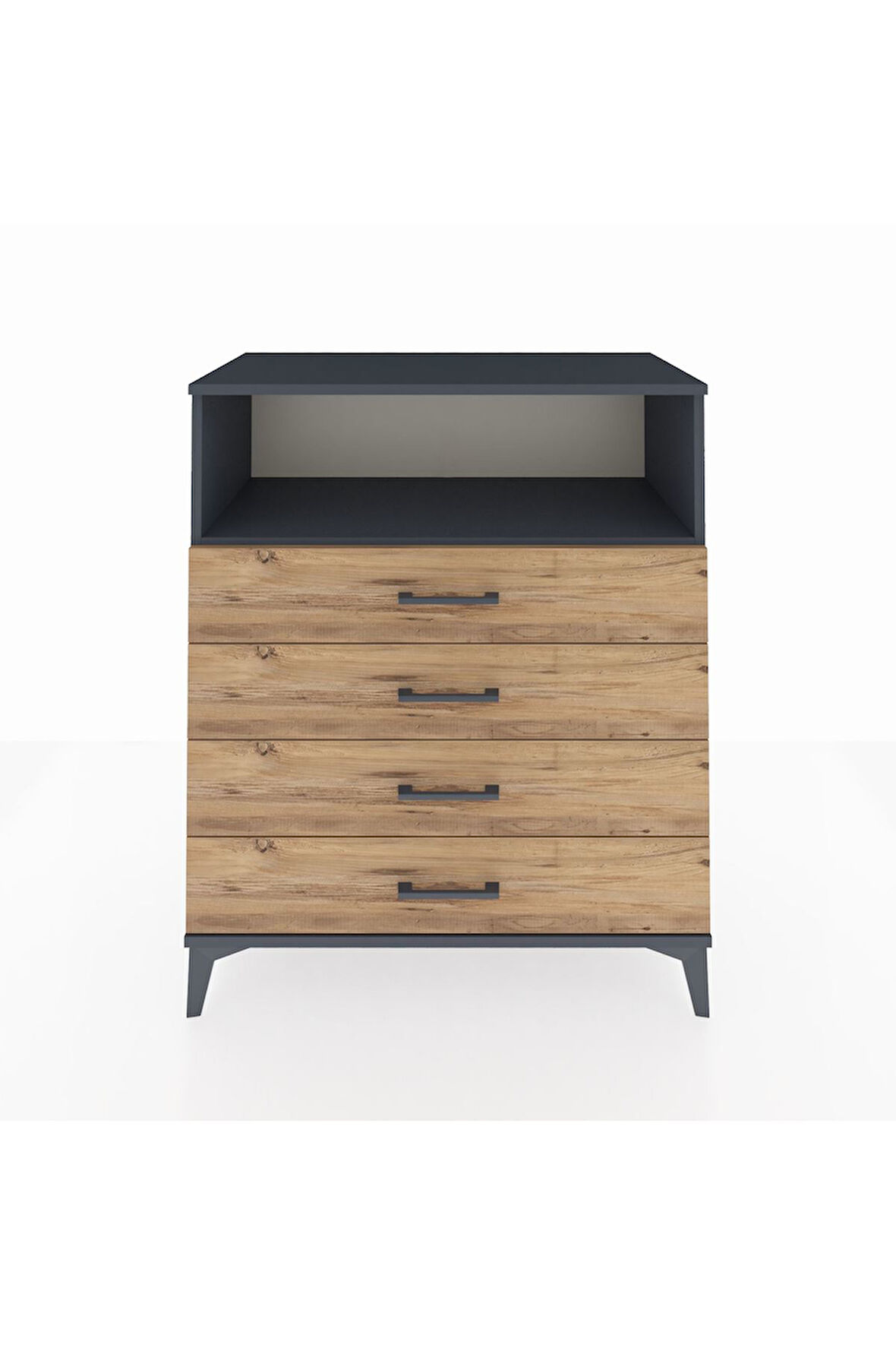 Hyperion Şifonyer Tek Raflı 4 Çekmeceli 88x44x106 Antrasit-Çam