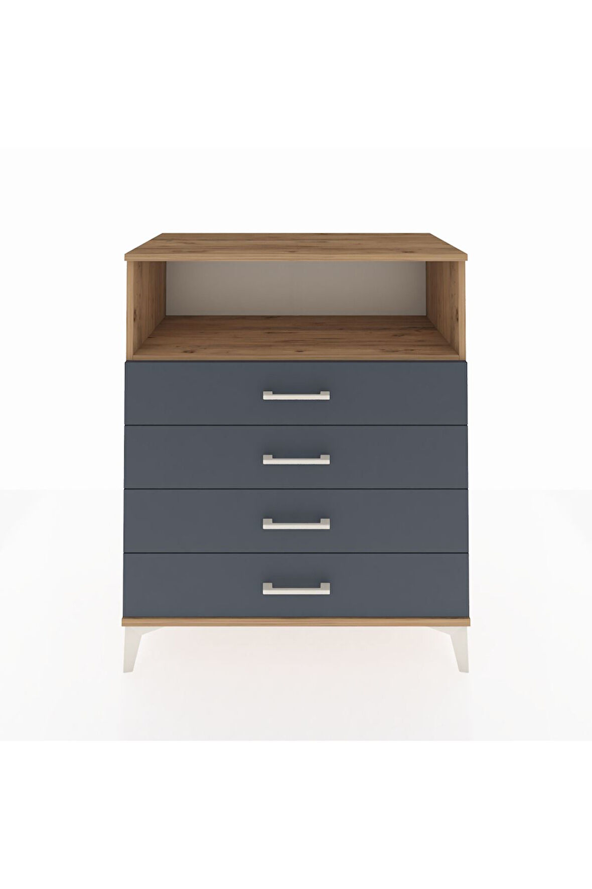 Hyperion Şifonyer Tek Raflı 4 Çekmeceli 88x44x106 Çam-Antrasit