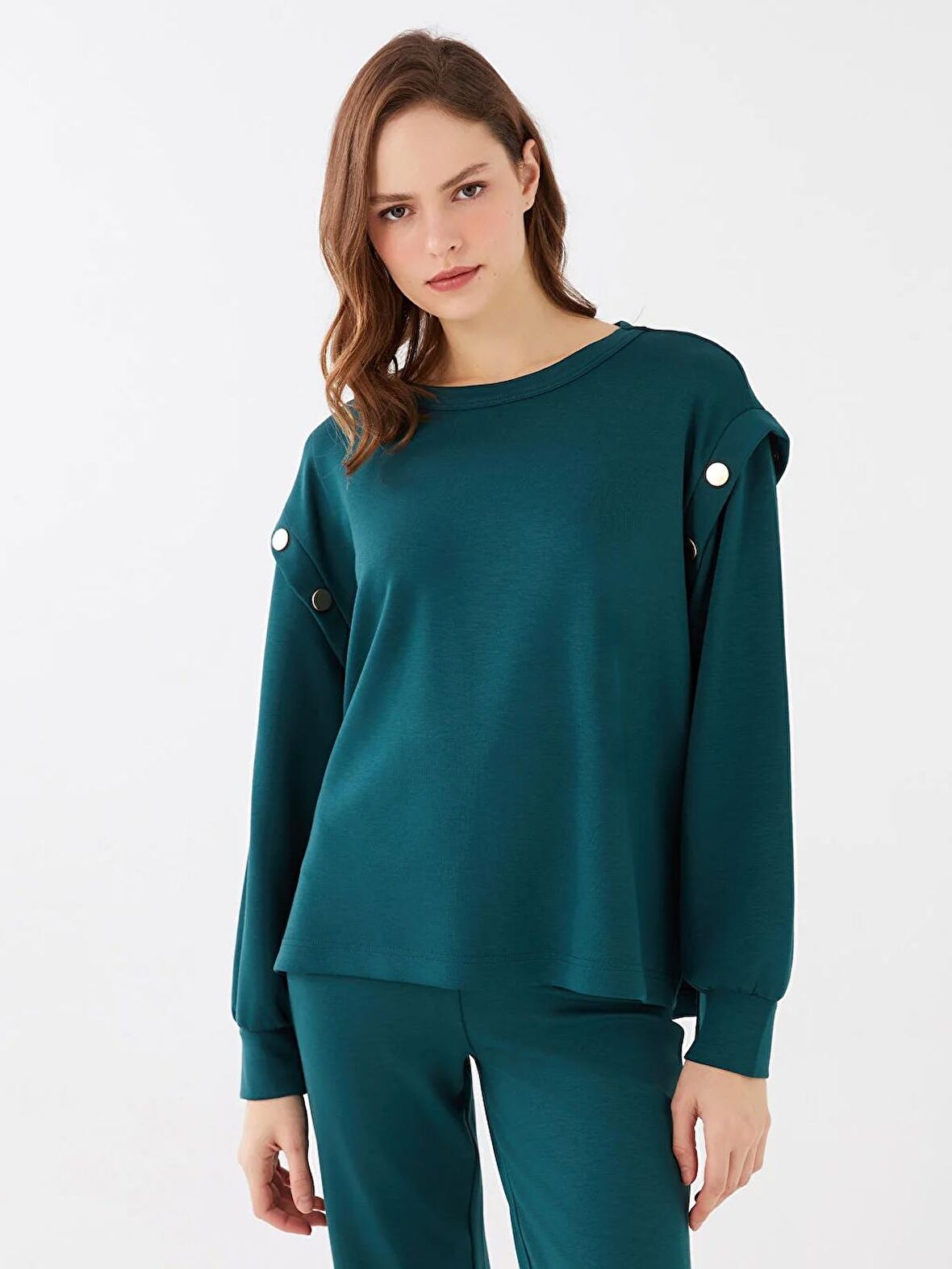 Bisiklet Yaka Oversize Kadın Sweatshirt