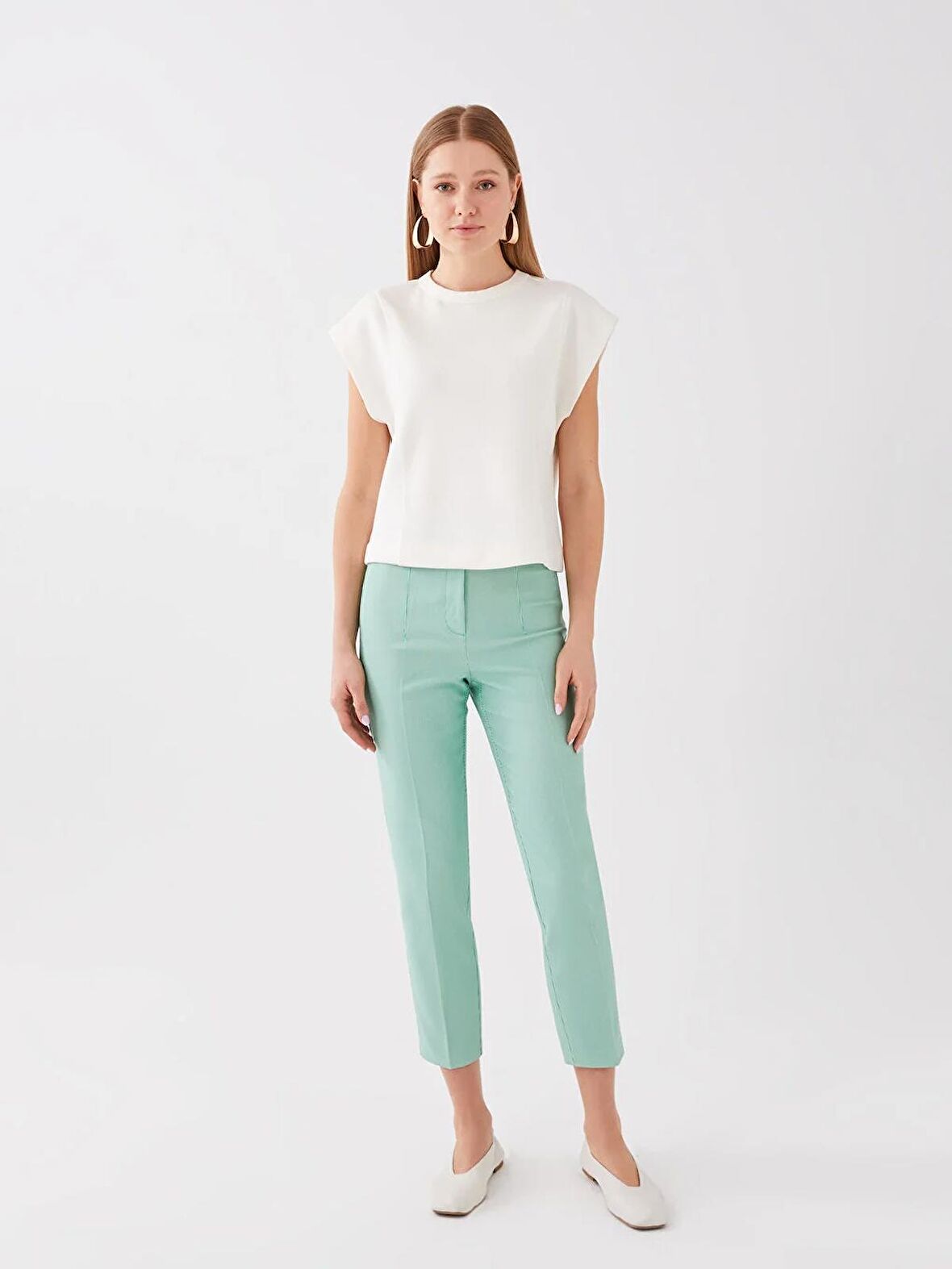 Yüksek Bel Standart Kalıp Kadın Pantolon