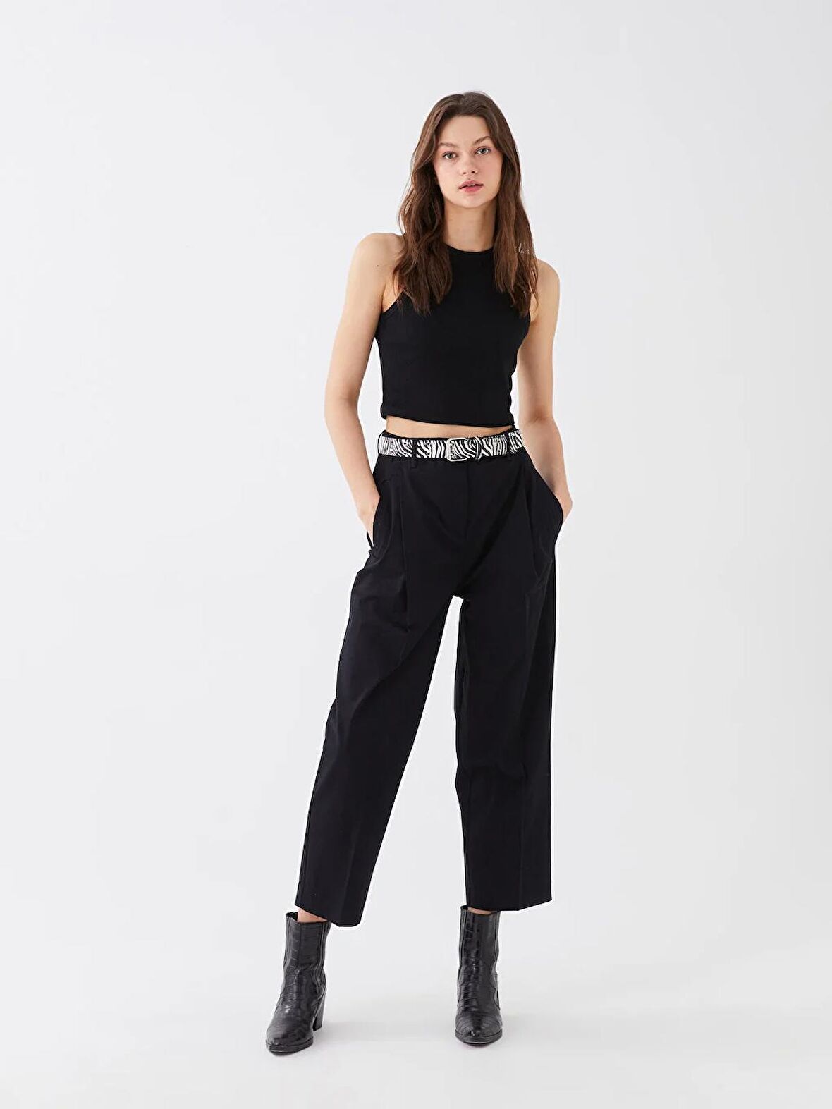Standart Fit Düz Gabardin Kadın Pantolon