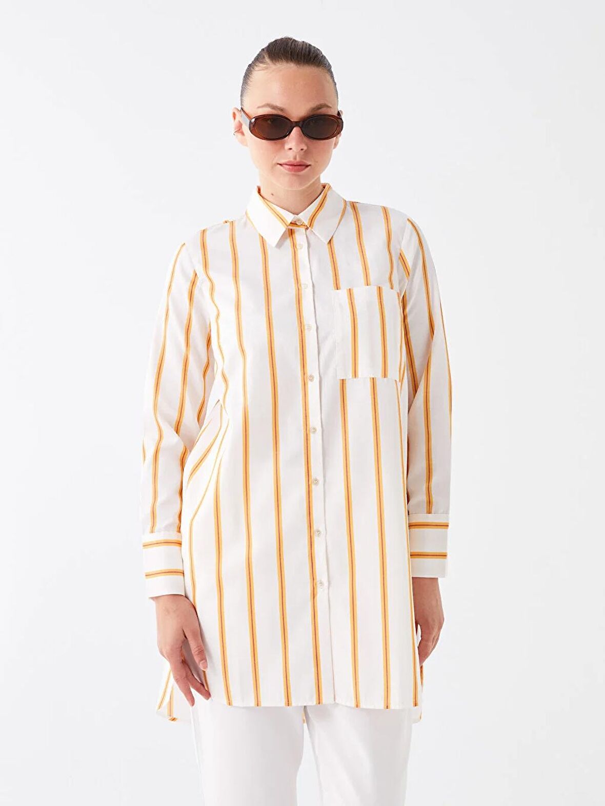 Çizgili Kadın Gömlek Tunik