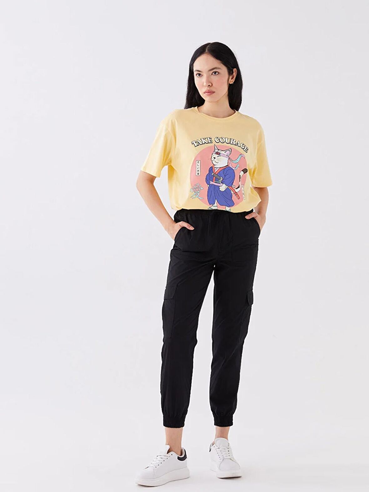 Kadın Beli Lastikli Düz Paraşüt Pantolon