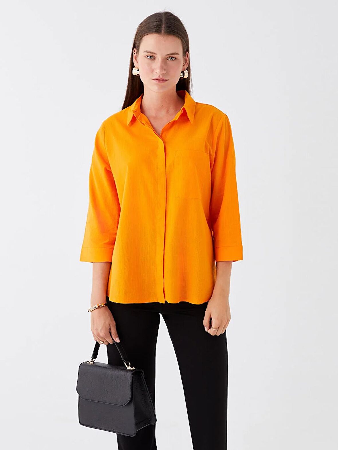 Düz Dar Kalıp Kadın Gömlek
