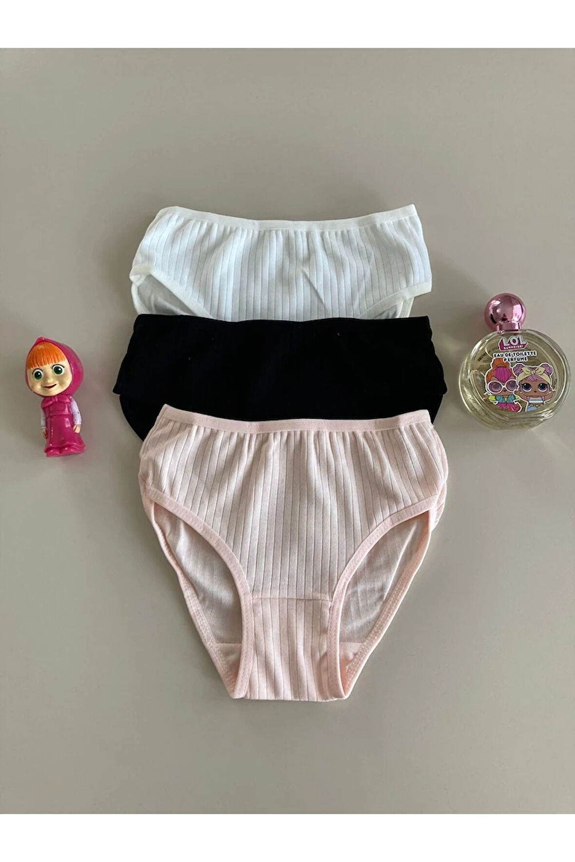 ELM Karışık Desen Ribanalı Modal 3lü Kız Slip Set S-43