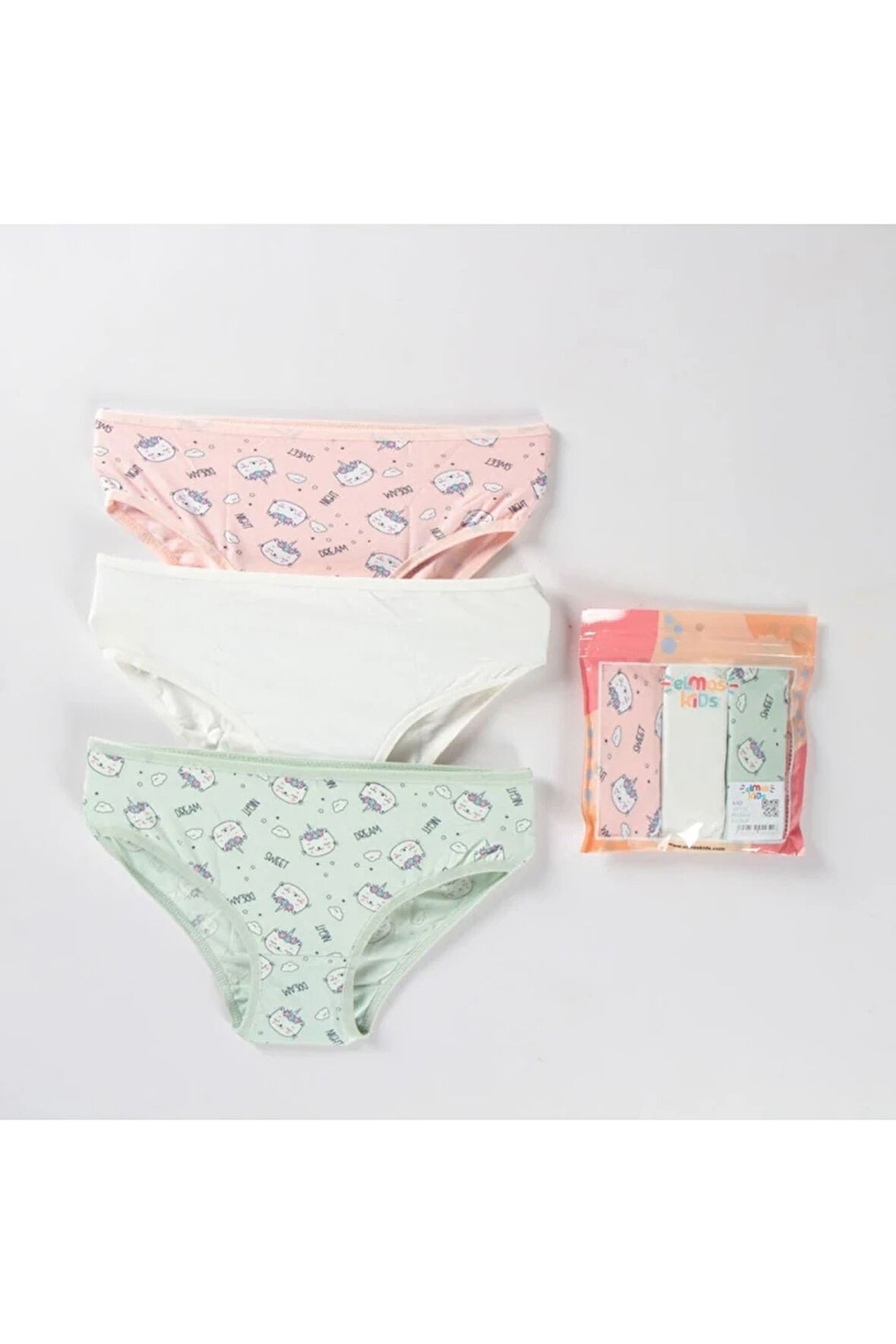 ELM Karışık Desen 3lü Kız Çocuk Slip Set S-63
