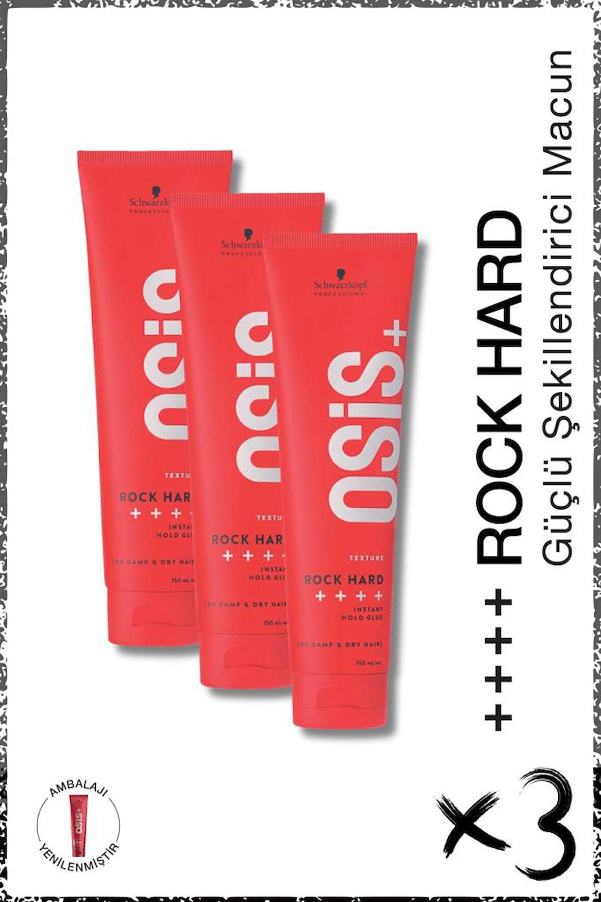 Rock Hard Ultra Güçlü Şekillendirici Macun 150ml x 3 Adet | Kalıcı Tutuş Krem Parlaklık Jeli